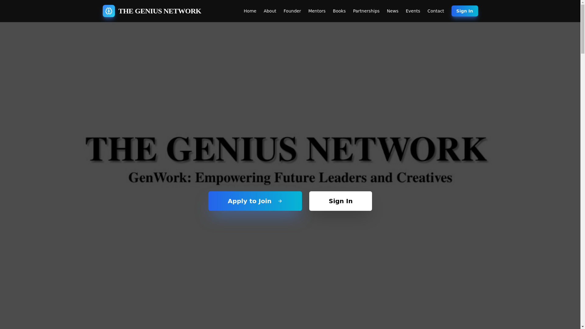 website screenshot of https://thegeniusmentorshipnetwork.com/