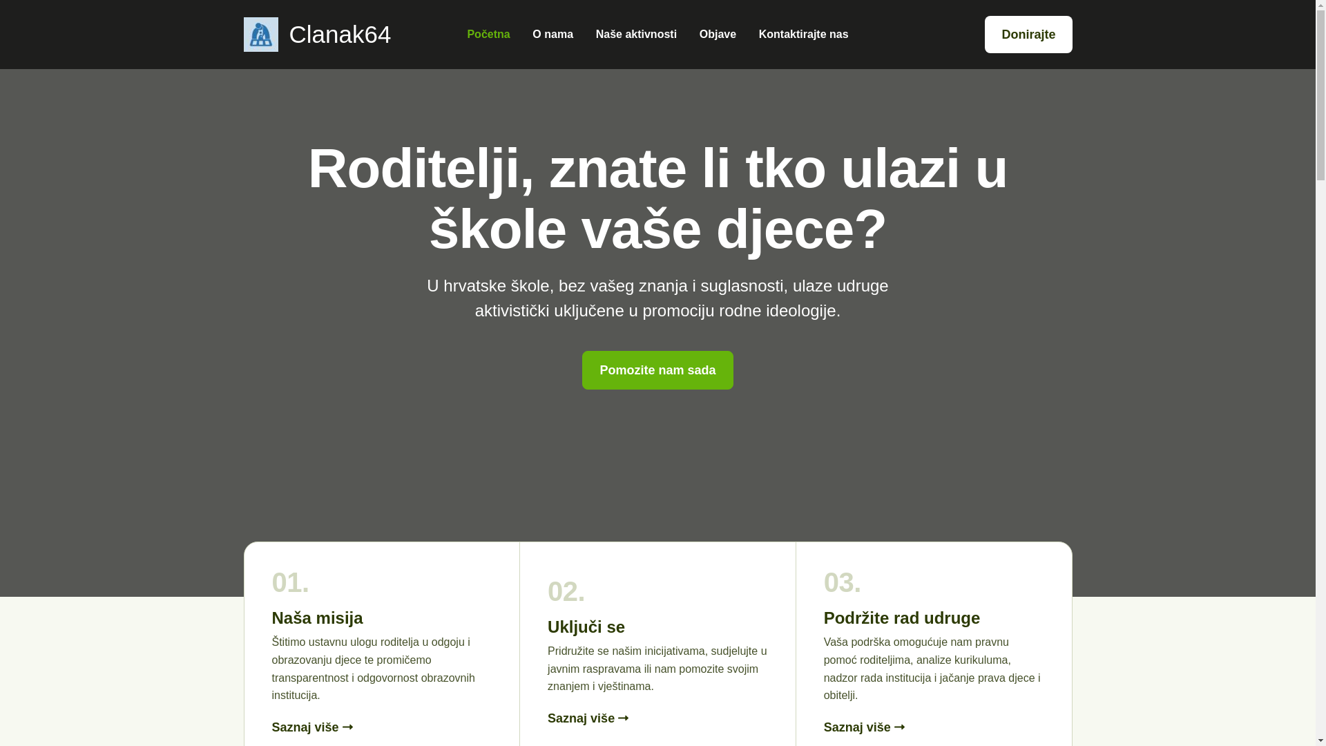 website screenshot of https://clanak64.hr/