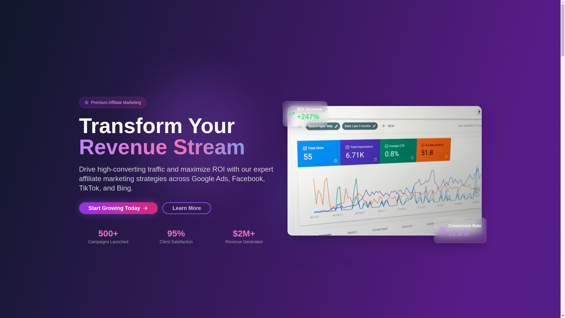 website screenshot of https://kafinity.agency/
