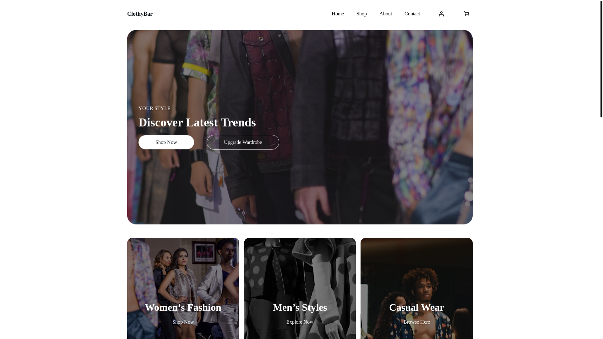 website screenshot of https://clothybar.com/
