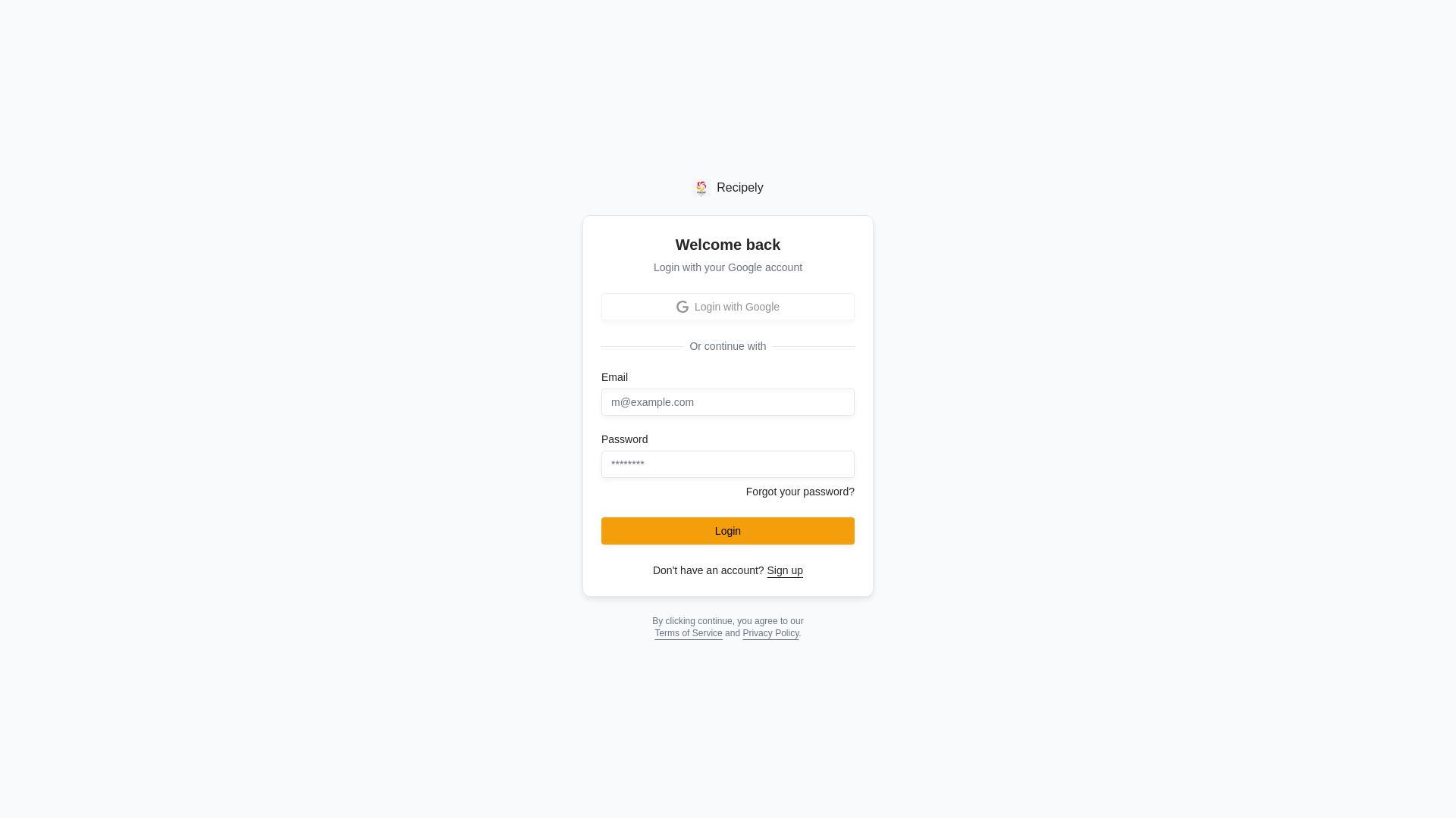 website screenshot of https://recipely.de/