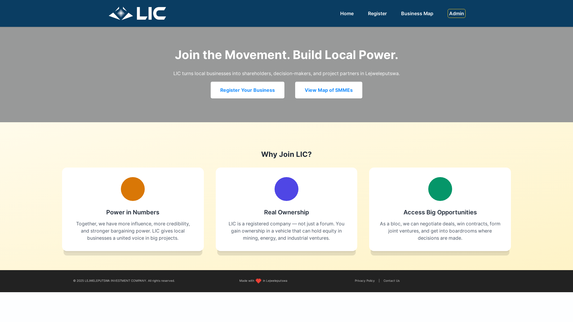 website screenshot of https://lejwe-invest.co.za/
