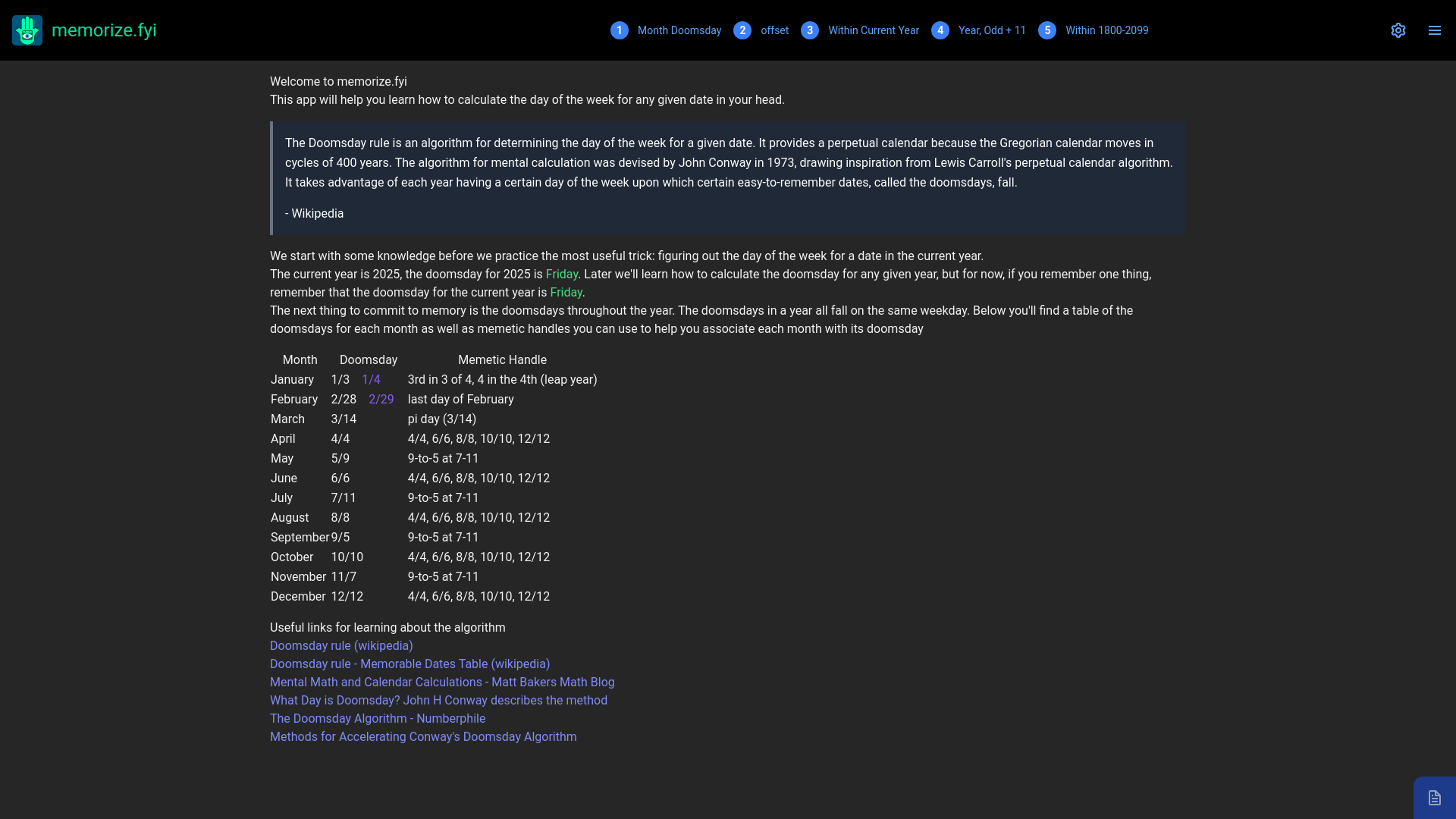 website screenshot of https://memorize.fyi/