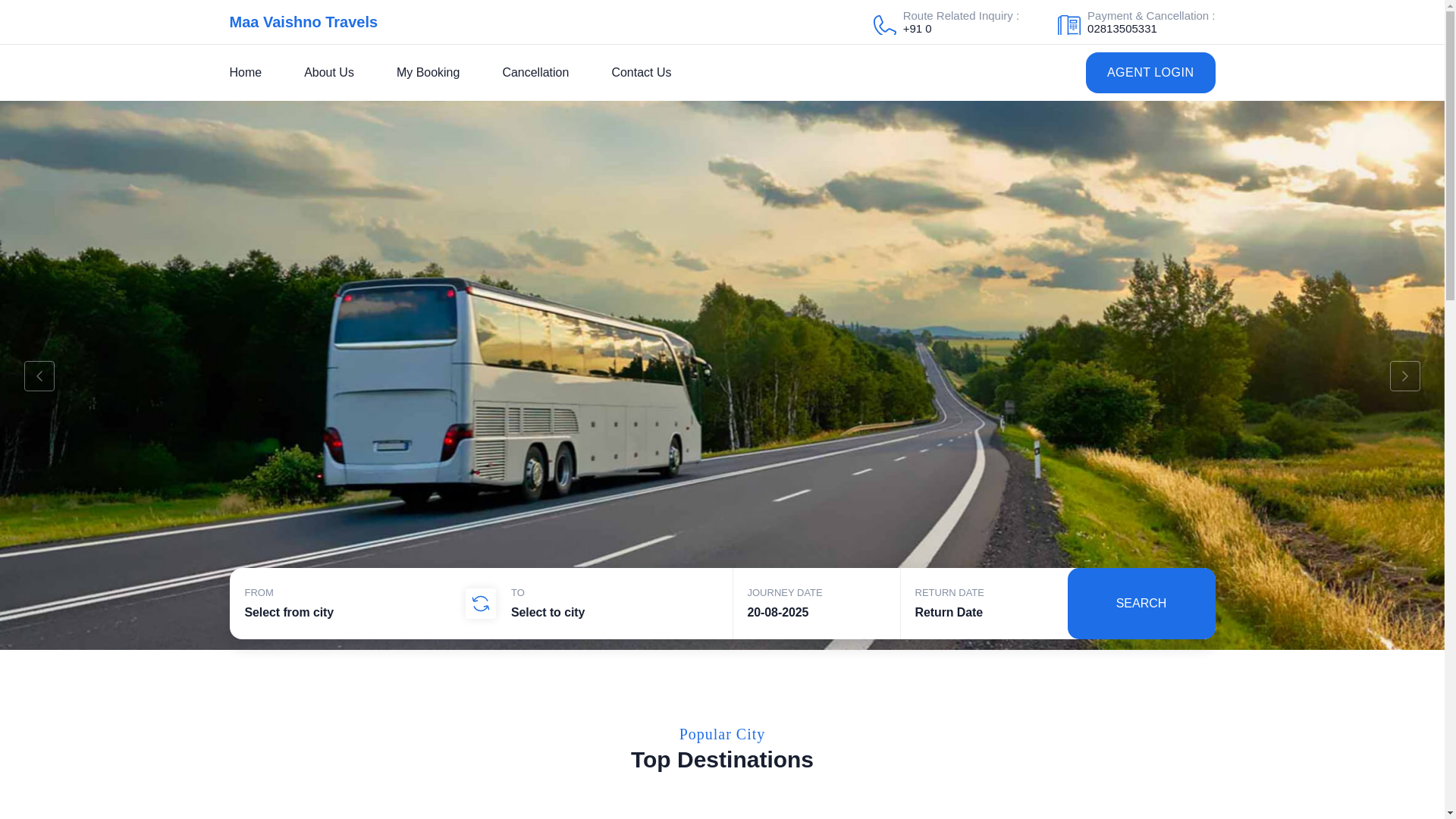website screenshot of https://mvtbuses.in/