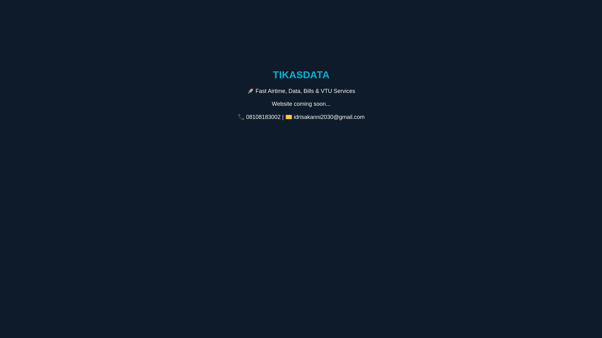 website screenshot of https://tikasdata.com.ng/