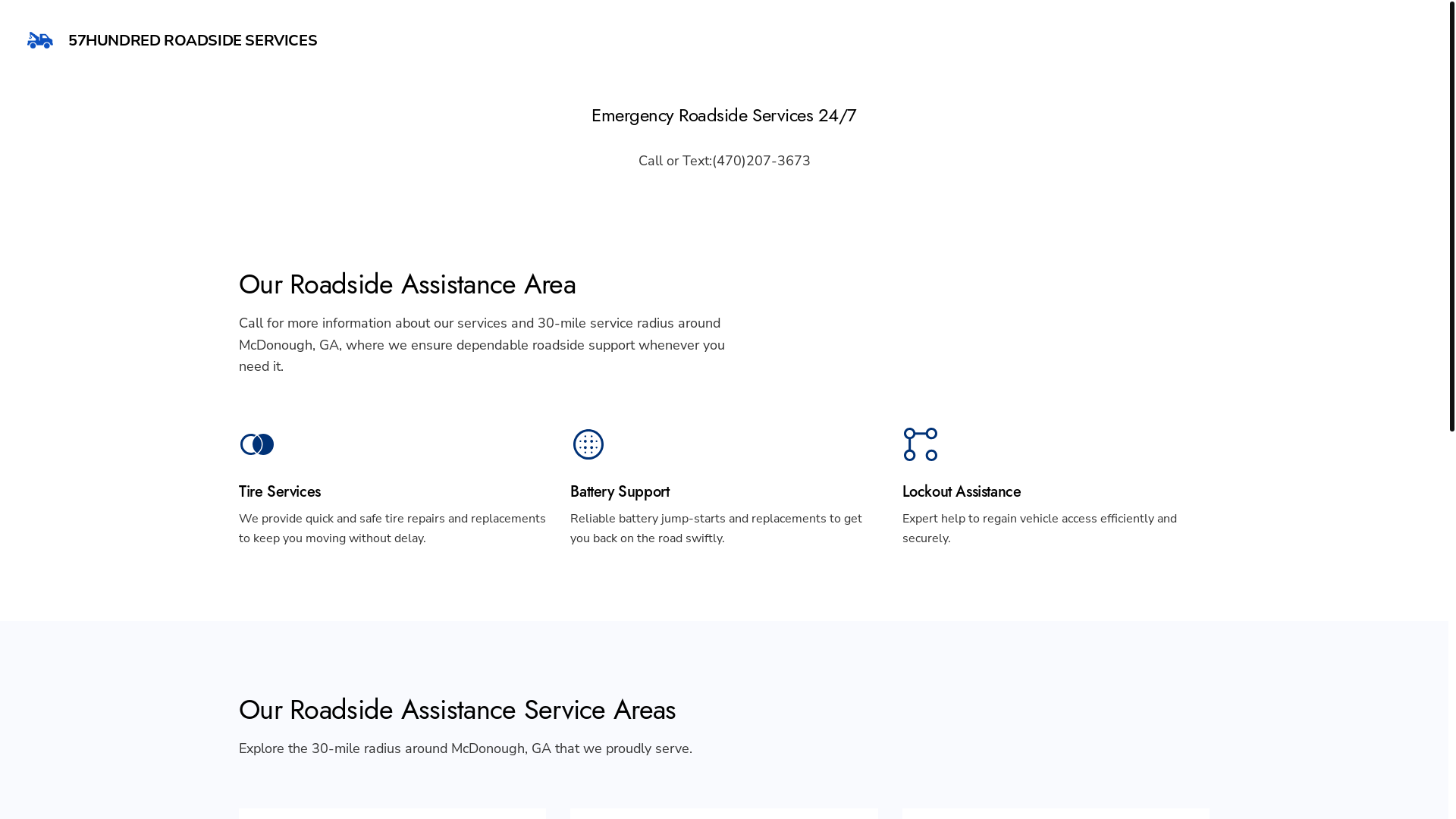 website screenshot of https://57hundredroadsideservices.com/