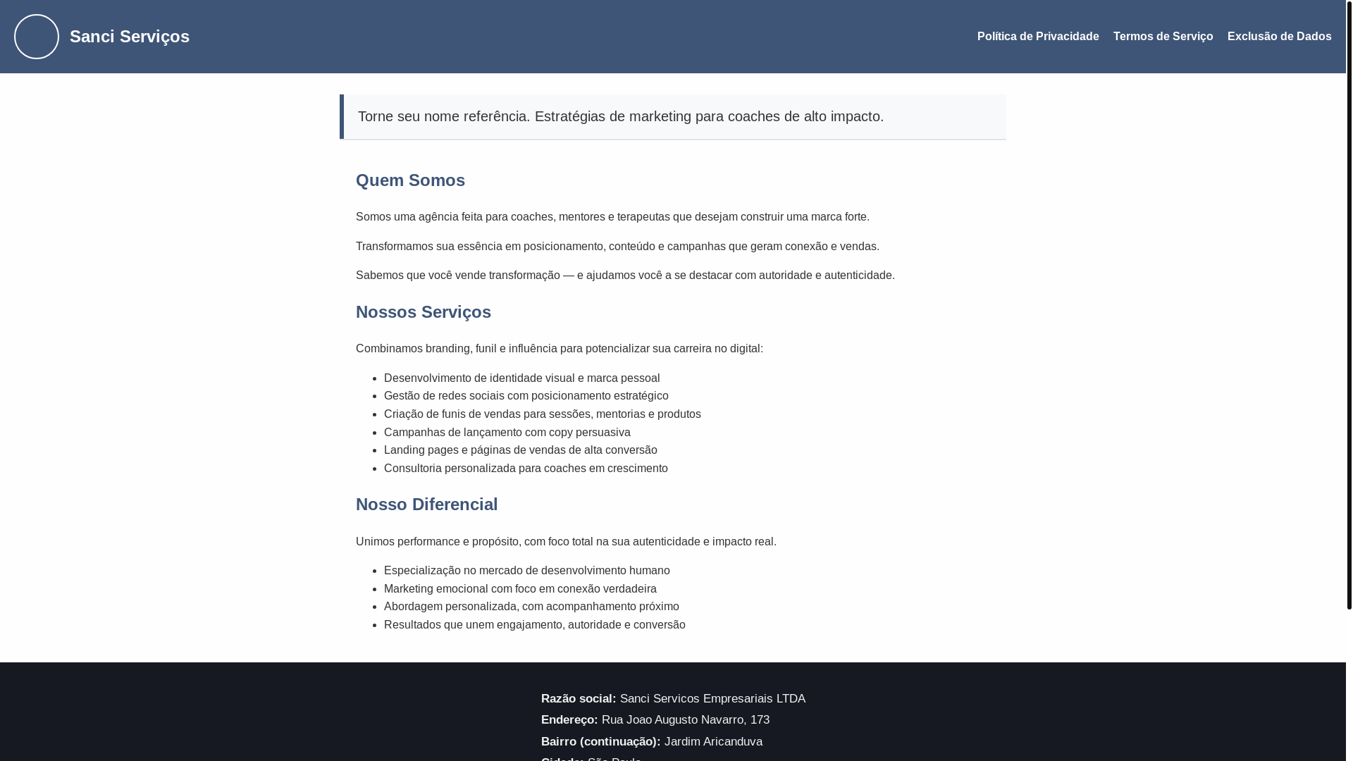 website screenshot of https://sanciservicos.site/
