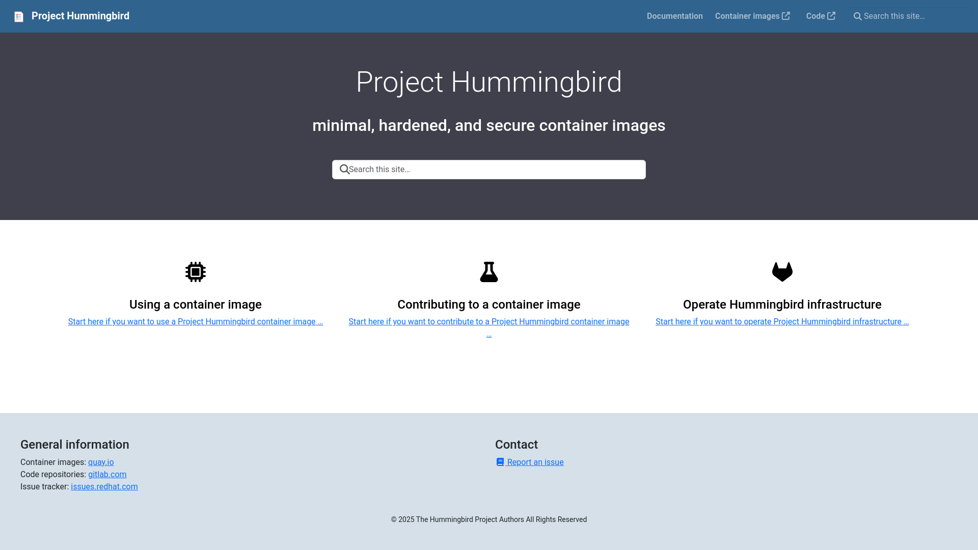 website screenshot of https://hummingbird-project.io/