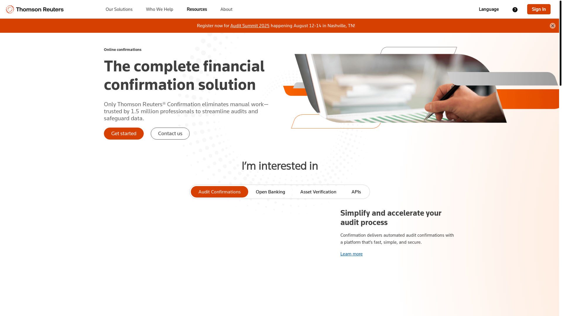 website screenshot of https://www.confirmation.com/