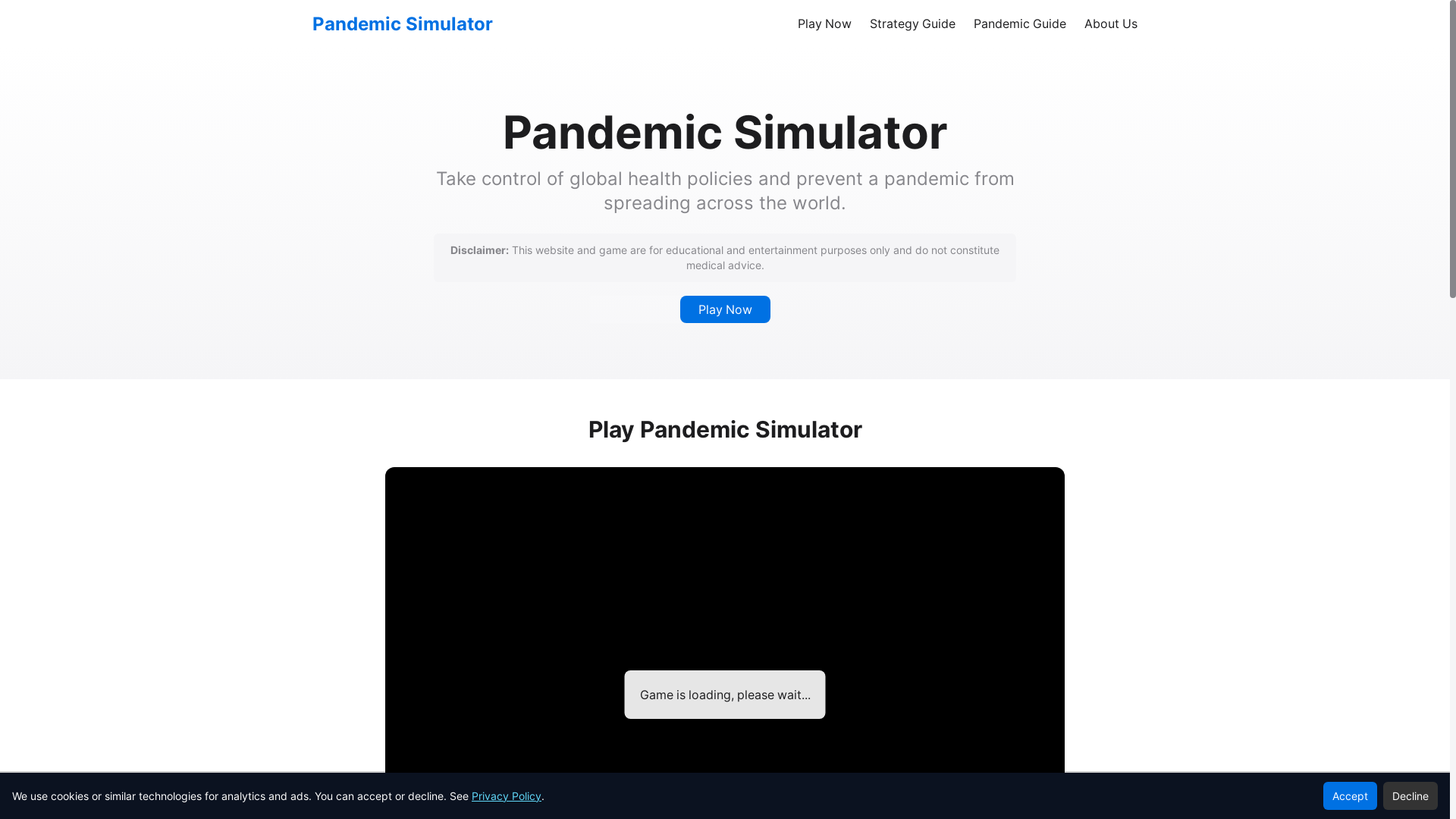 website screenshot of https://pandemic-simulator.pages.dev/