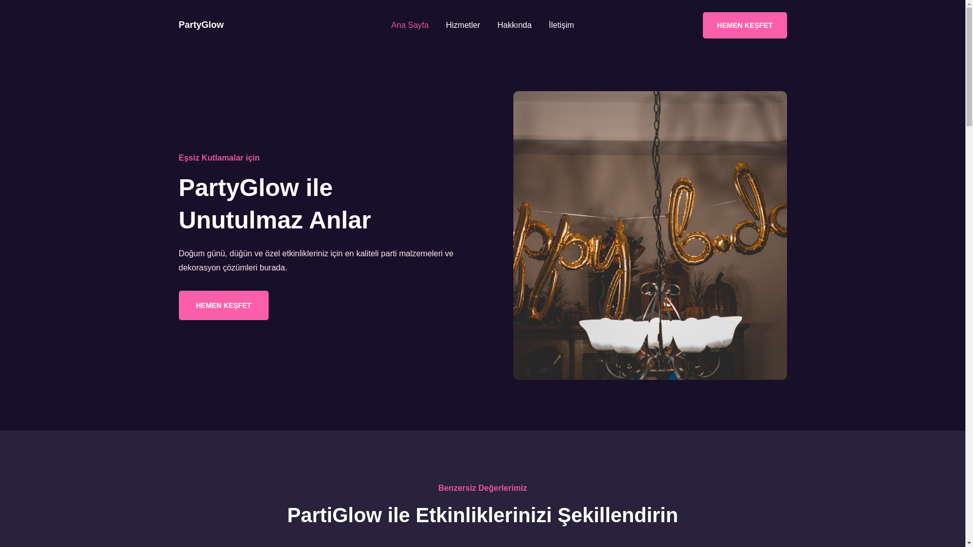website screenshot of https://partyglowup.party/
