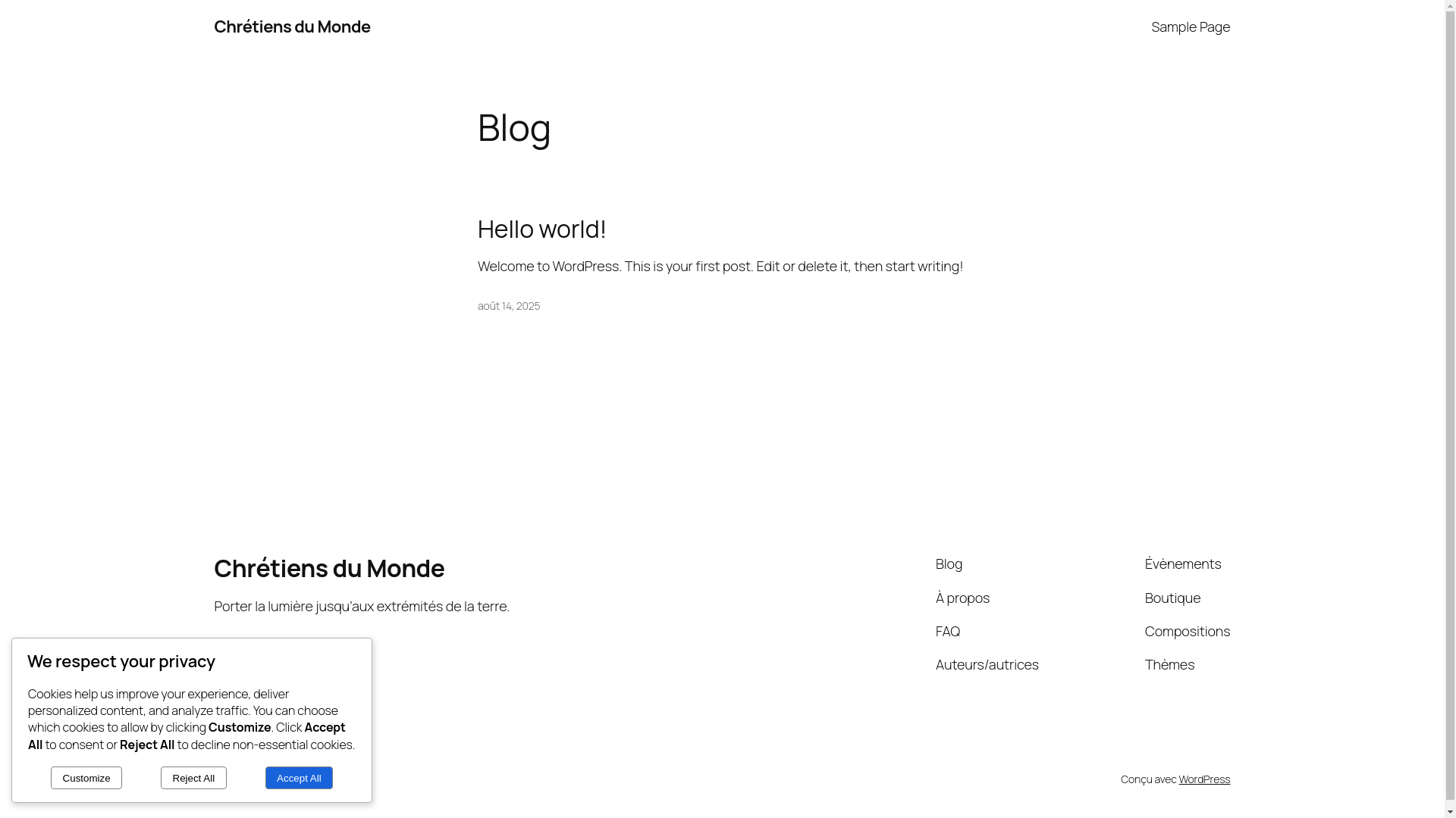 website screenshot of https://chretiensdumonde.com/