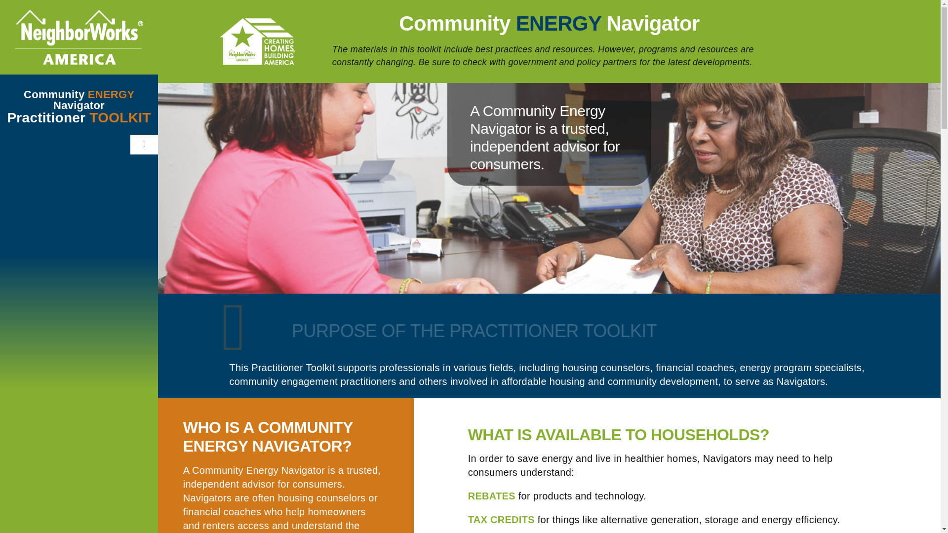 website screenshot of https://communityenergynavigator.org/