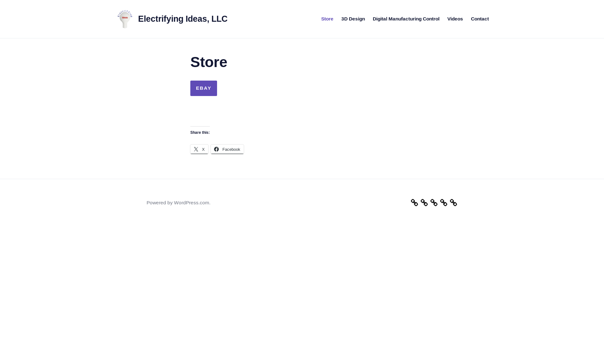 website screenshot of https://electrifyingideas.shop/