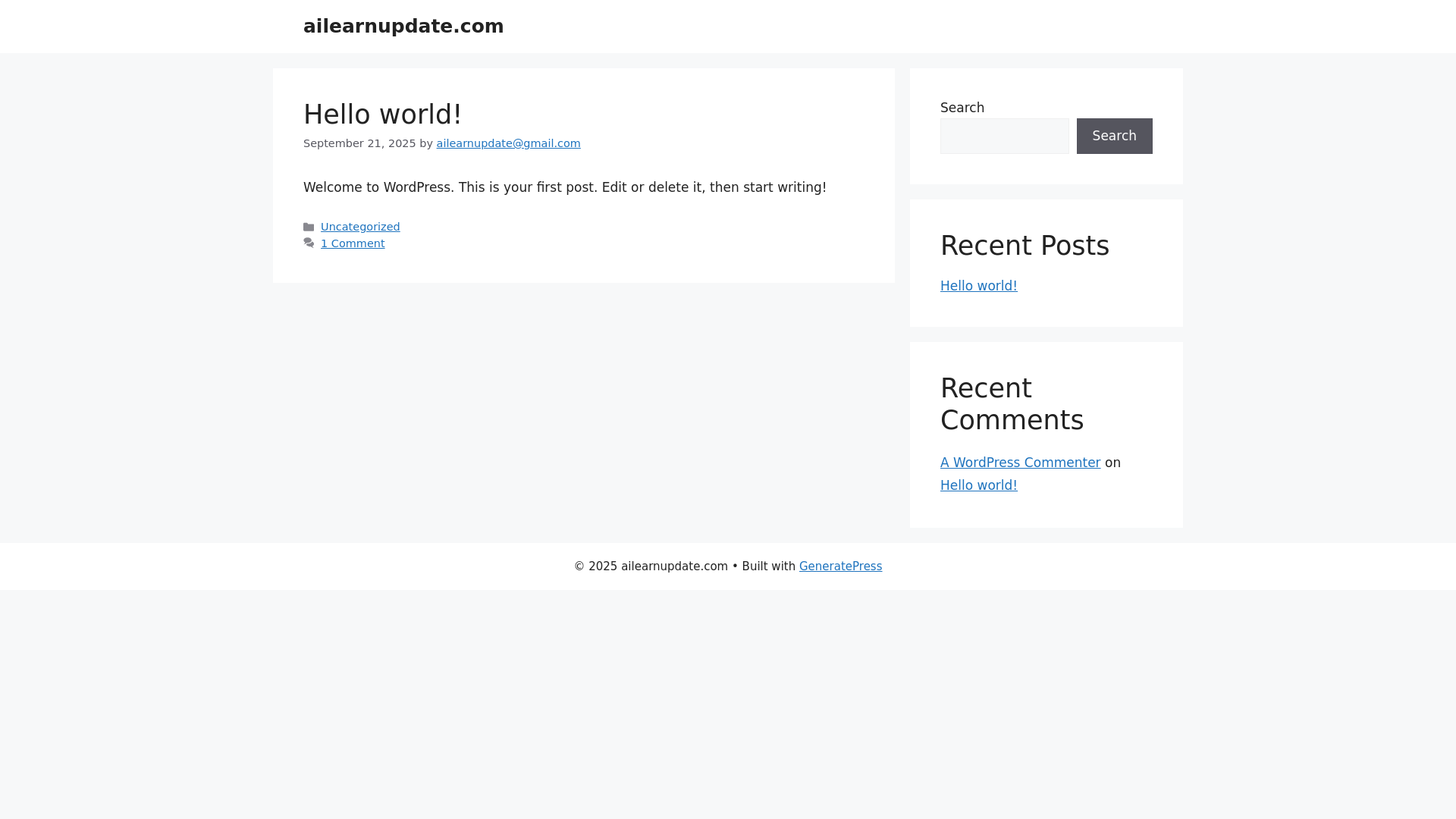 website screenshot of https://ailearnupdate.com/