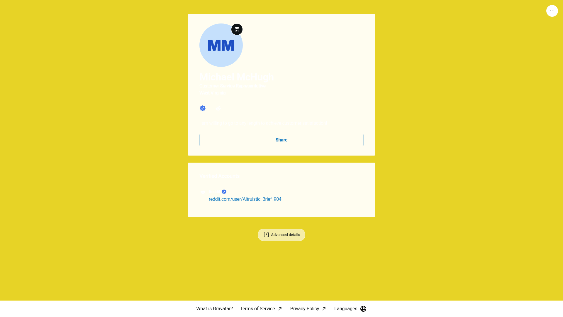 website screenshot of https://michaelmchugh.link/