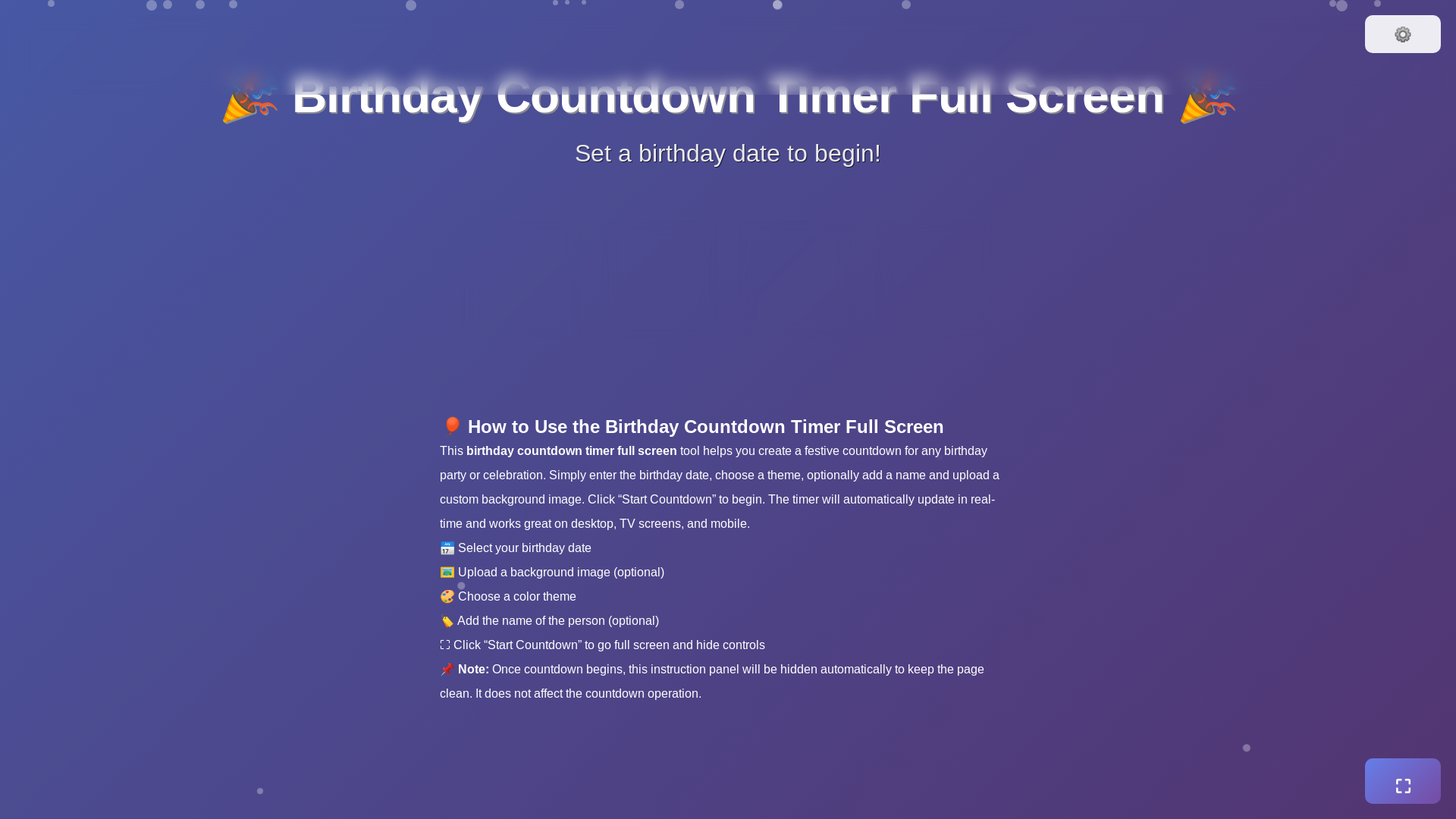 website screenshot of https://birthdaycountdowntimer.club/