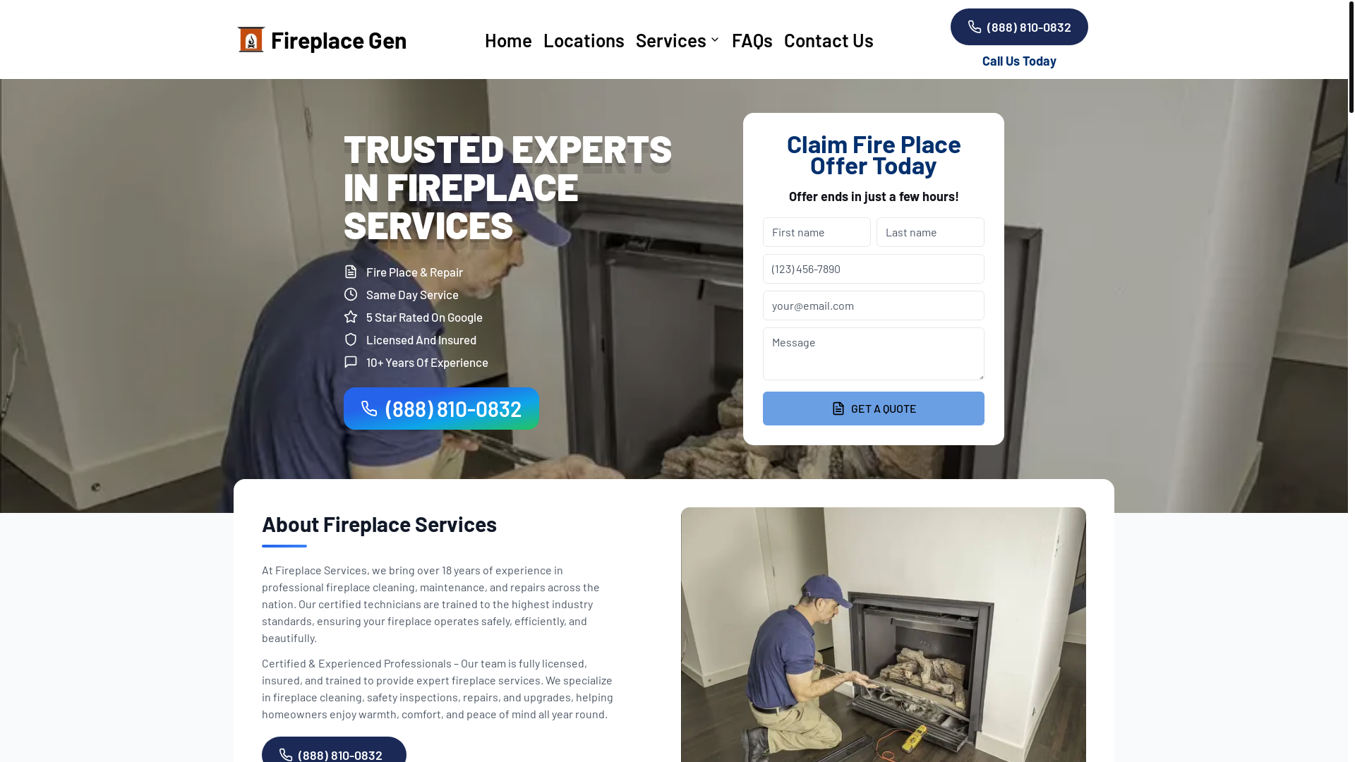 website screenshot of https://fireplace-gen.com/