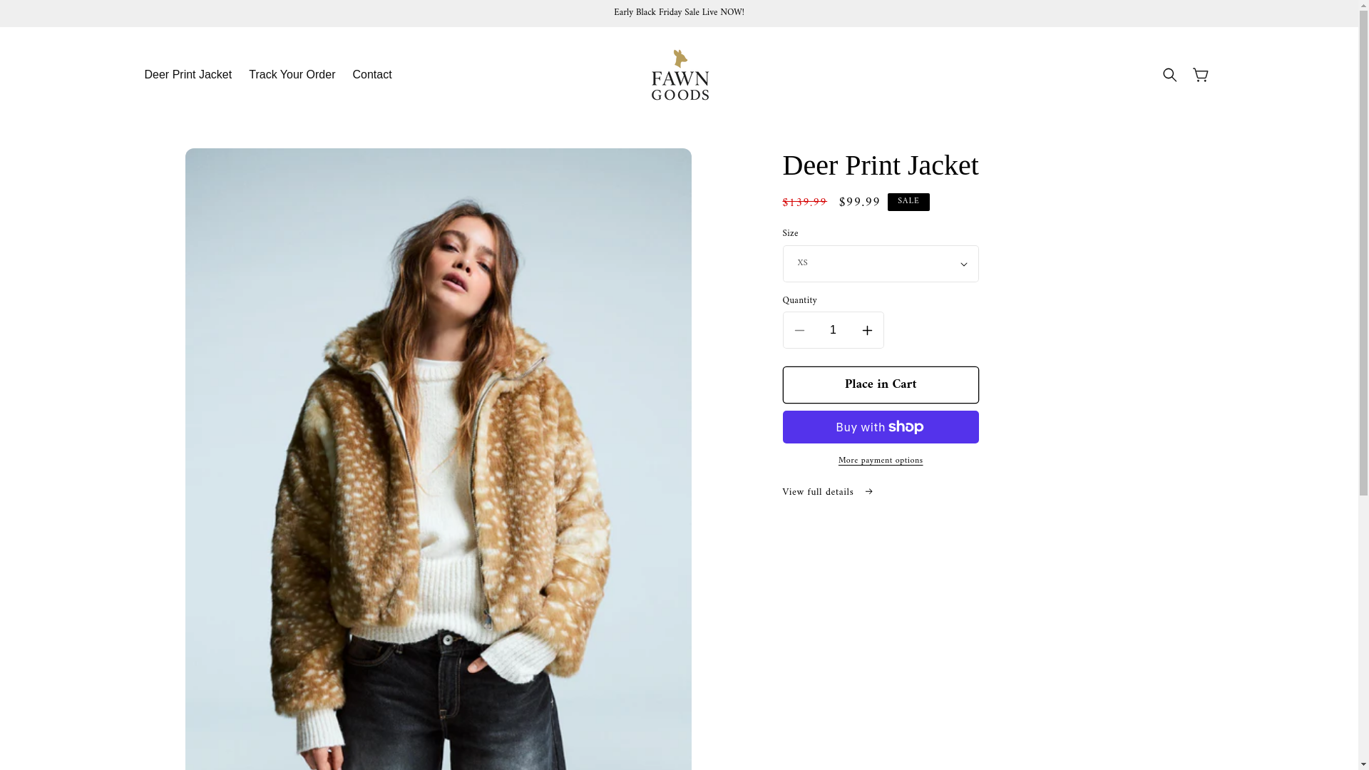 website screenshot of https://fawngoods.store/