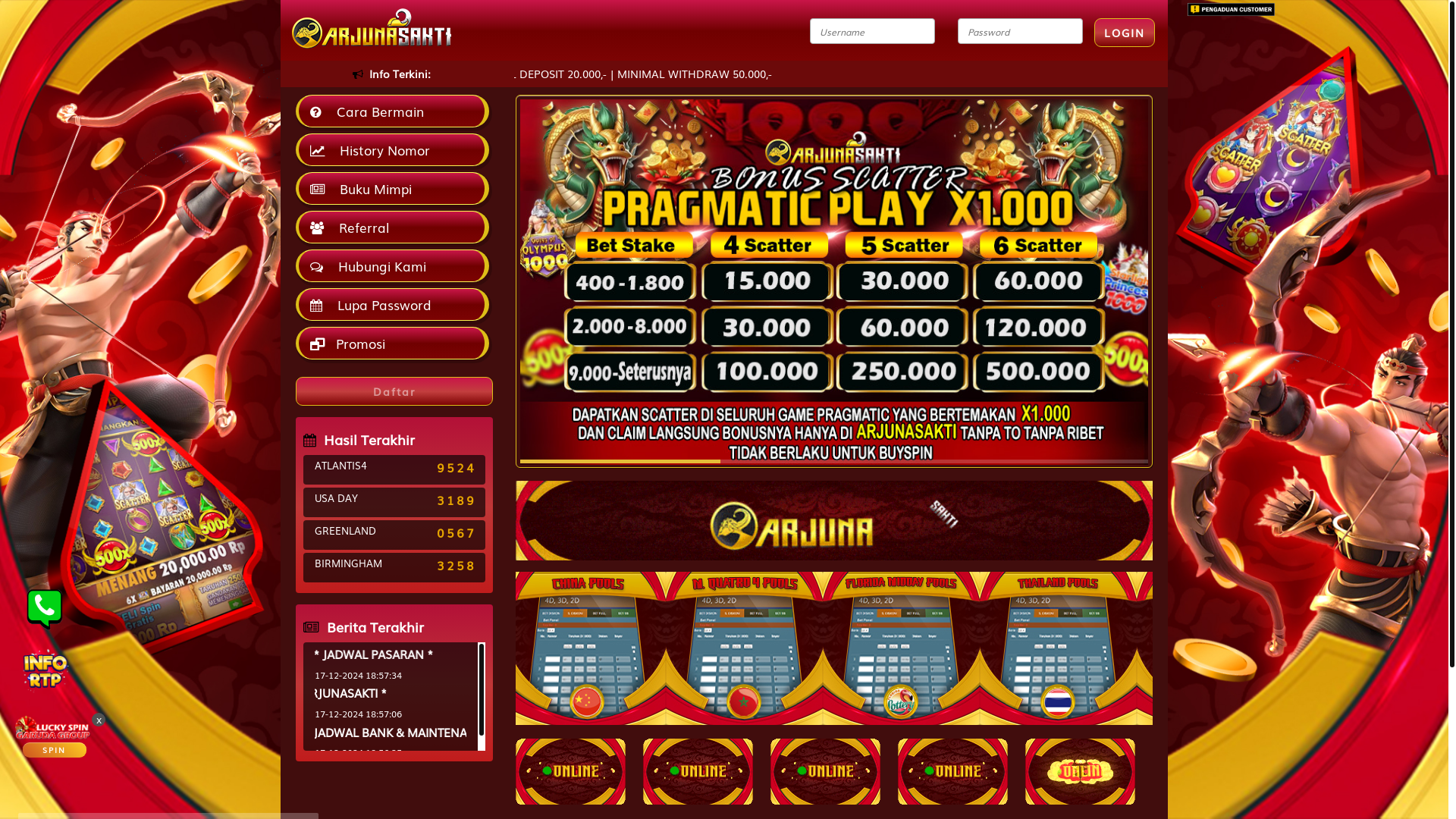 website screenshot of https://arjunasakti.website/