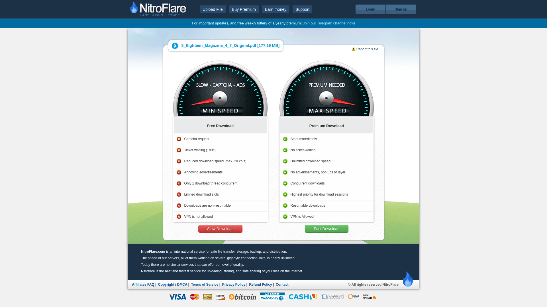 website screenshot of https://nitroflare.com/view/11C8C142D37DF98/8_Eighteen_Magazine_4_7_Original.pdf