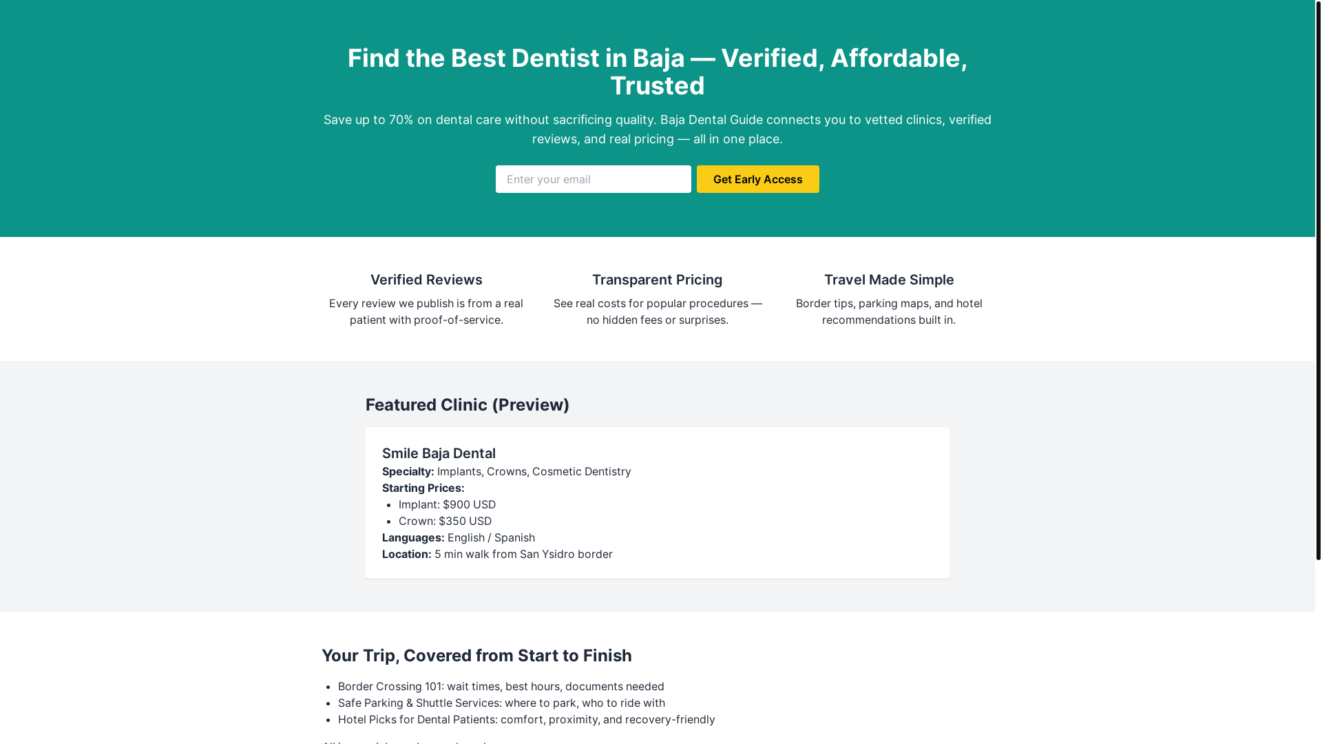 website screenshot of https://bajadentalguide-landing.pages.dev/