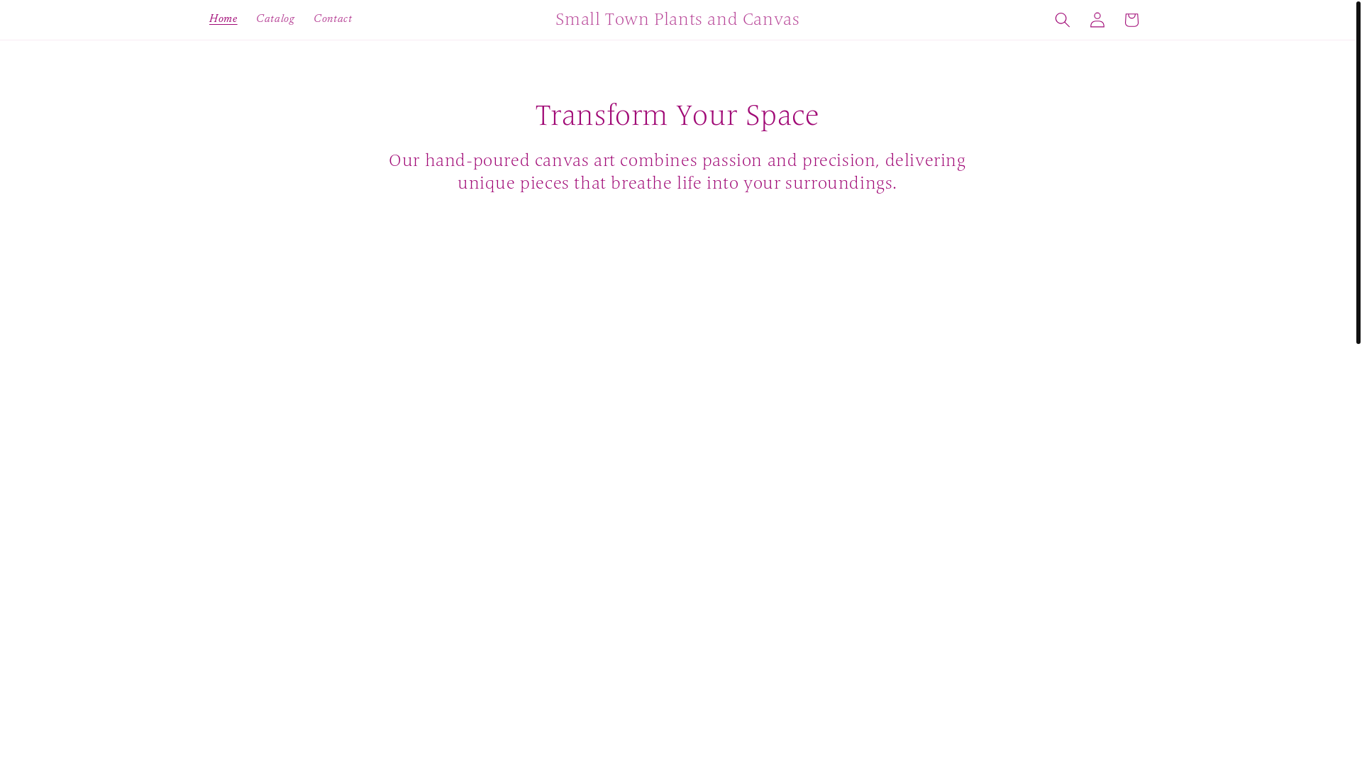 website screenshot of https://smalltownplantsandcanvas.com/