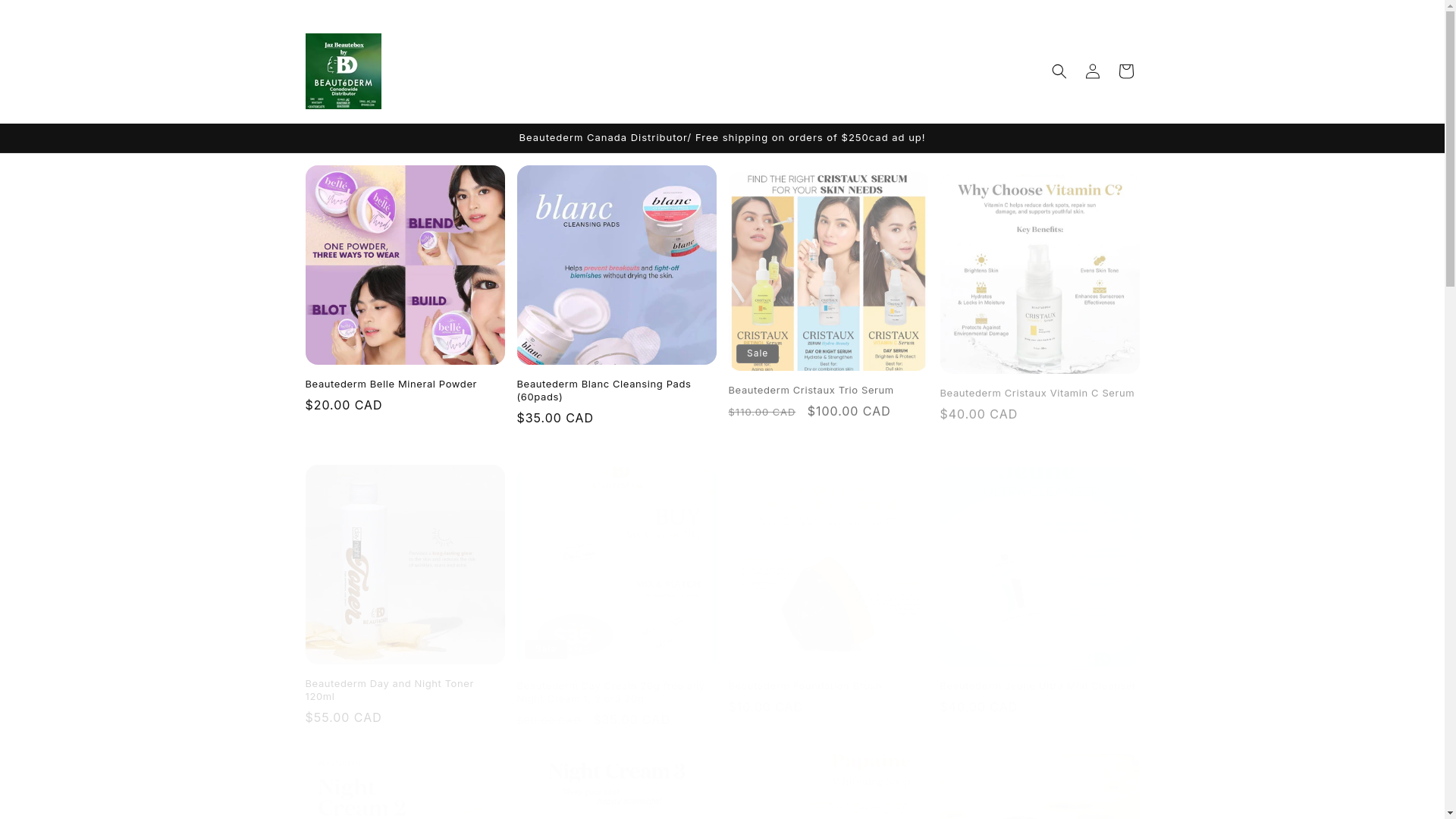 website screenshot of https://beautedermcanadawidedistributorbyjazbeautebox.com/