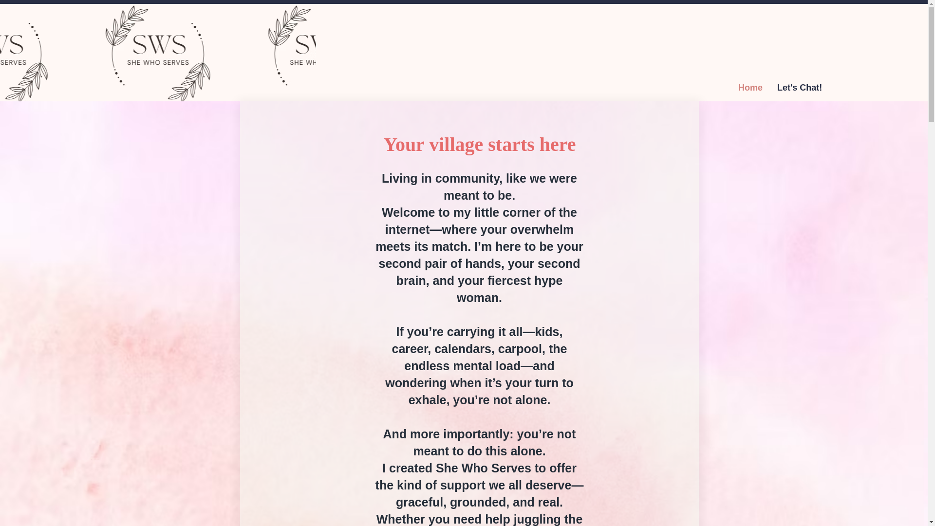 website screenshot of https://she-who-serves.com/