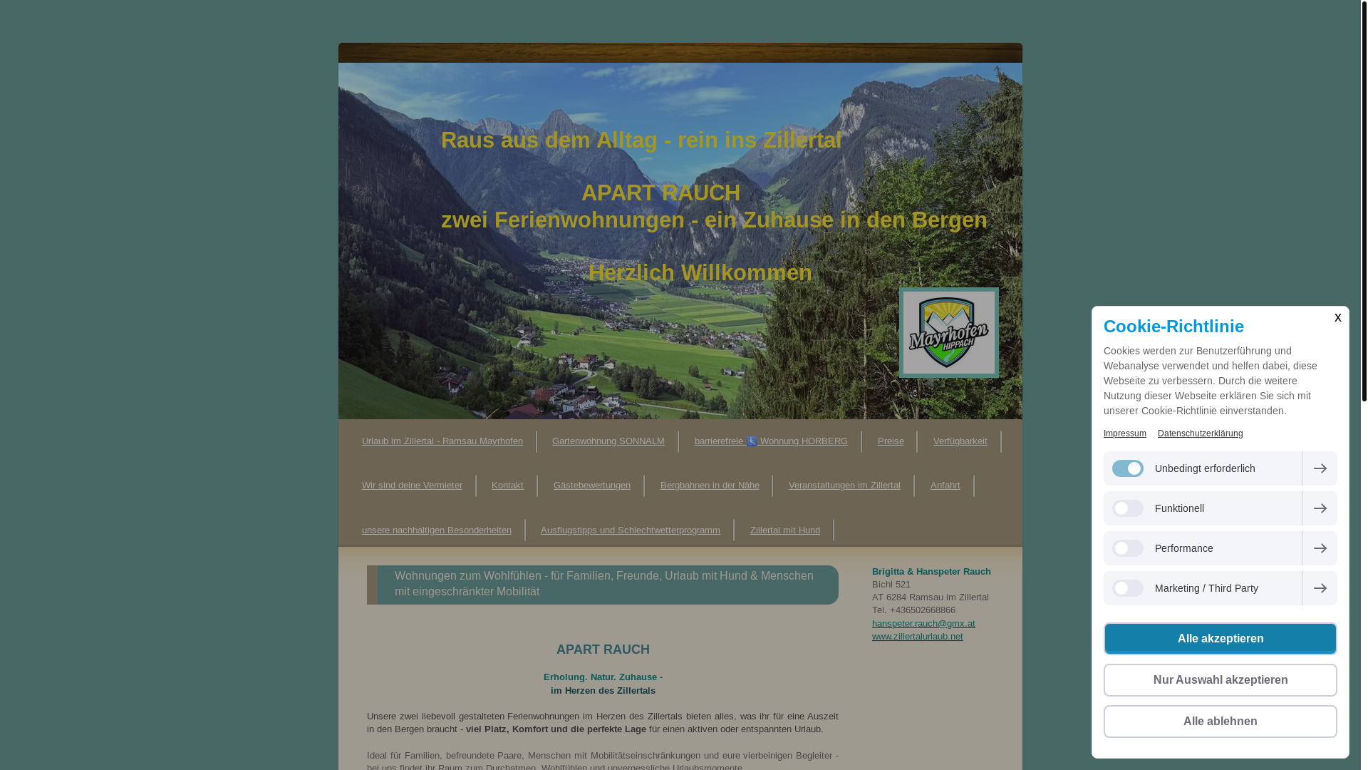 website screenshot of https://apartrauch.at/