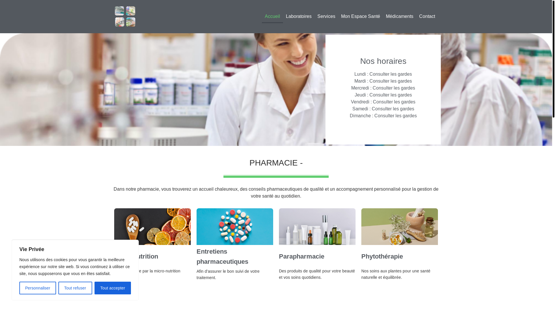 website screenshot of https://pharmacie-du-tech.fr/