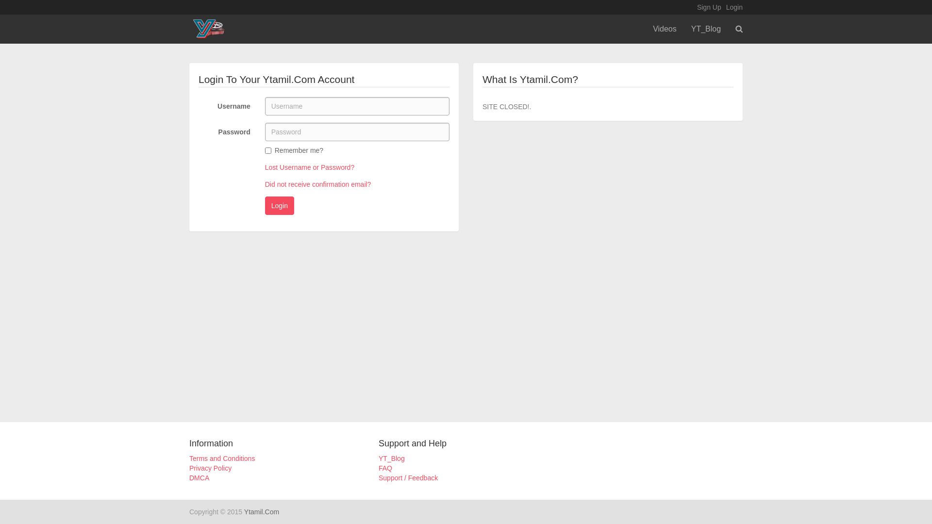 website screenshot of https://www.ytamil.com/login