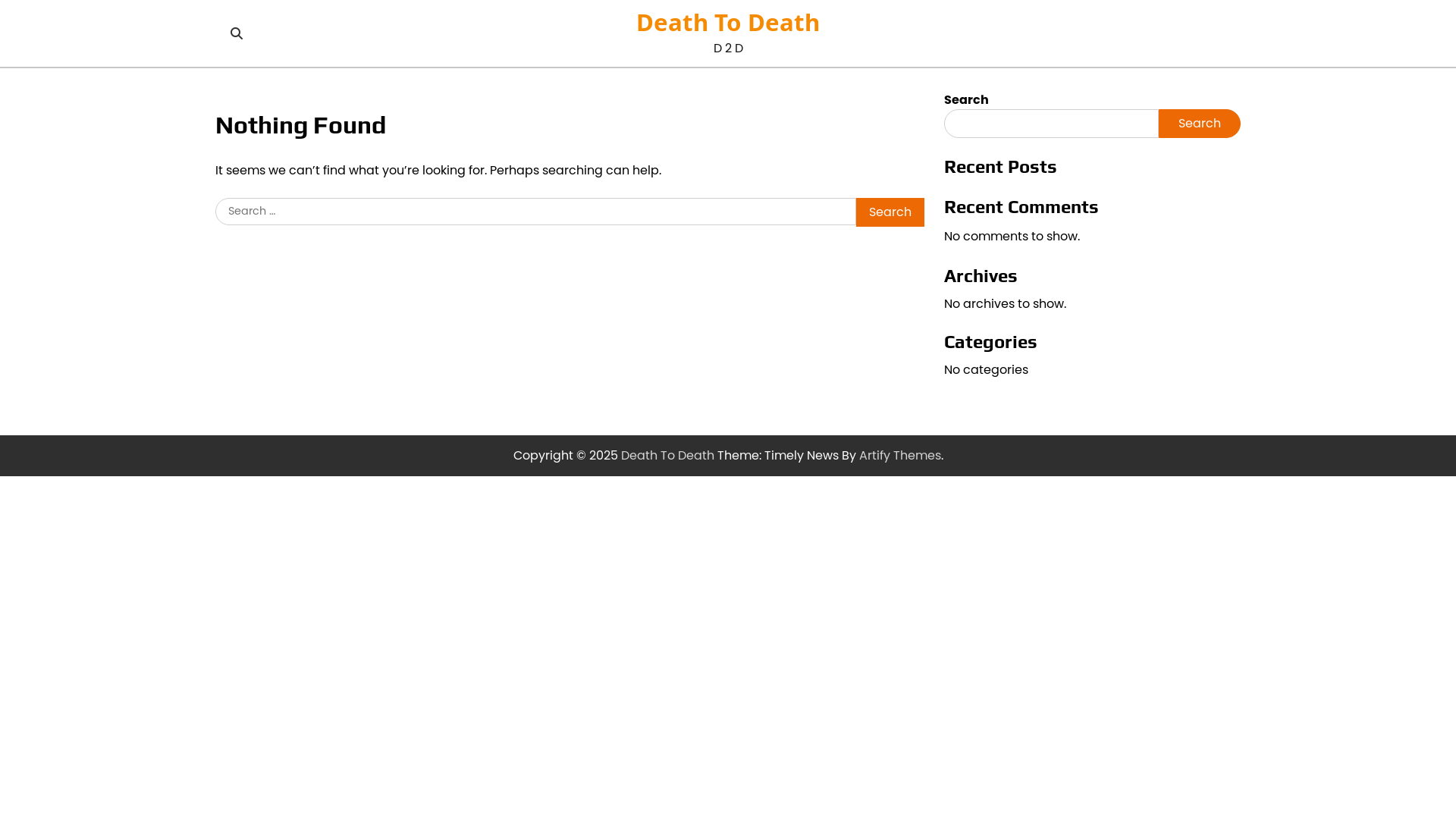 website screenshot of https://deathtodeath.homes/