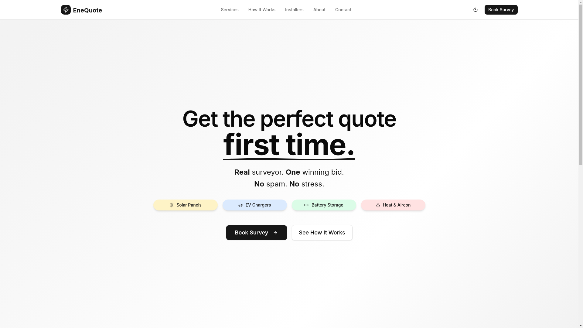 website screenshot of https://enequote.com/
