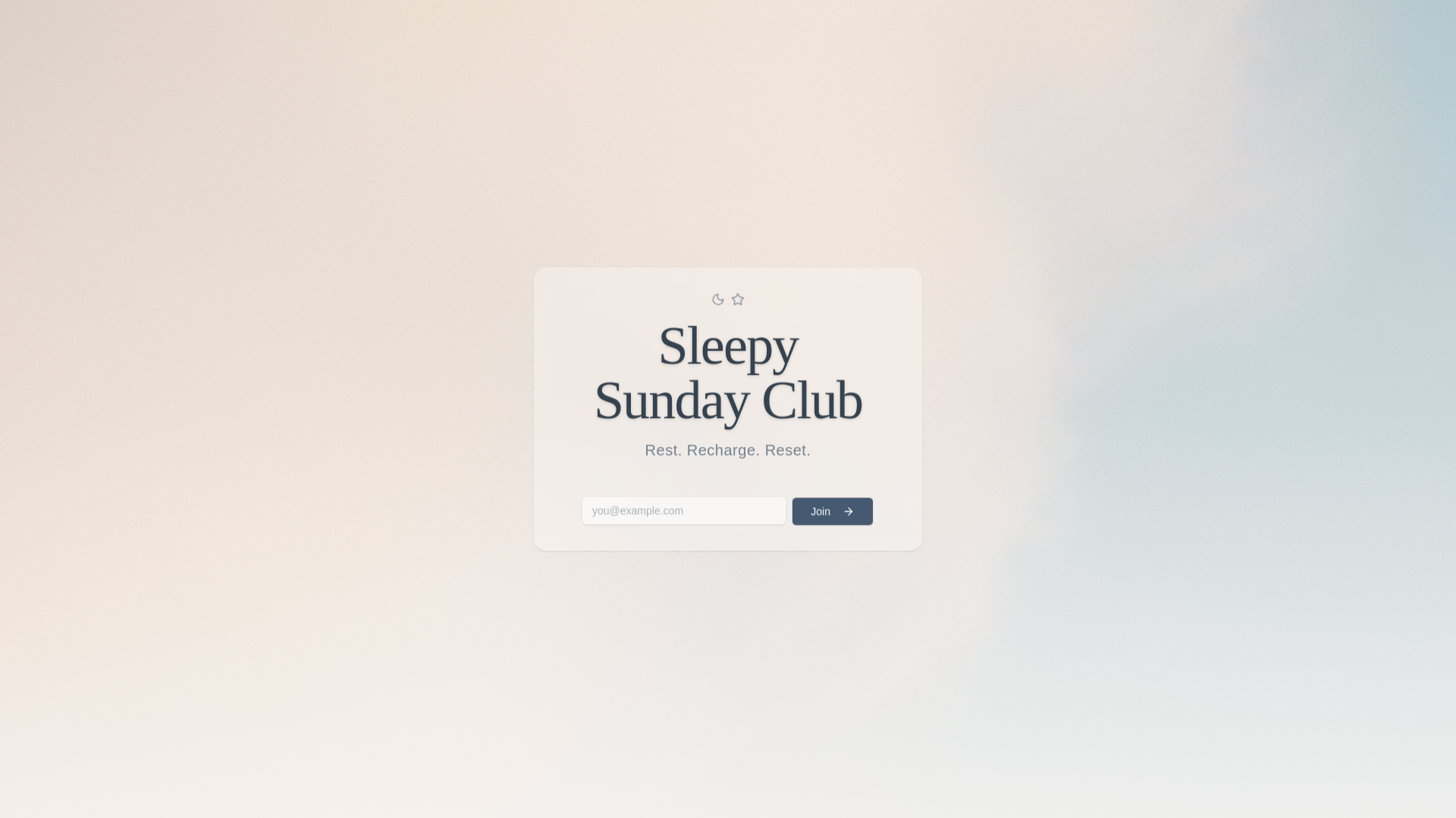 website screenshot of https://sleepysunday.club