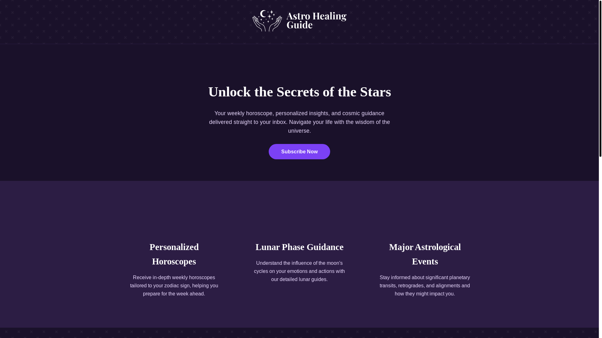 website screenshot of https://astrohealingguide.com/