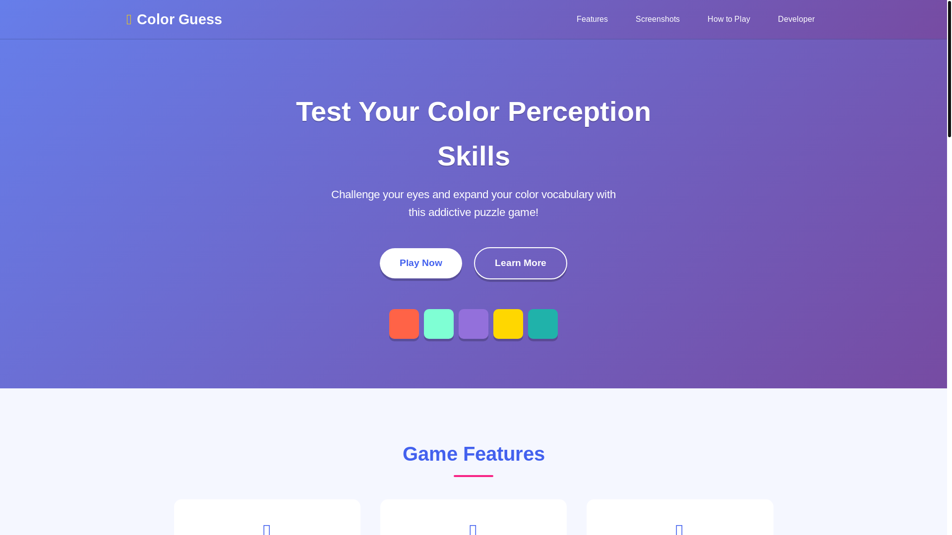 website screenshot of https://colorguess.xyz/