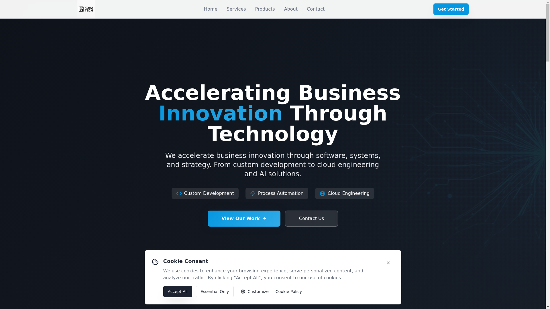 website screenshot of https://koha-tech.pages.dev/