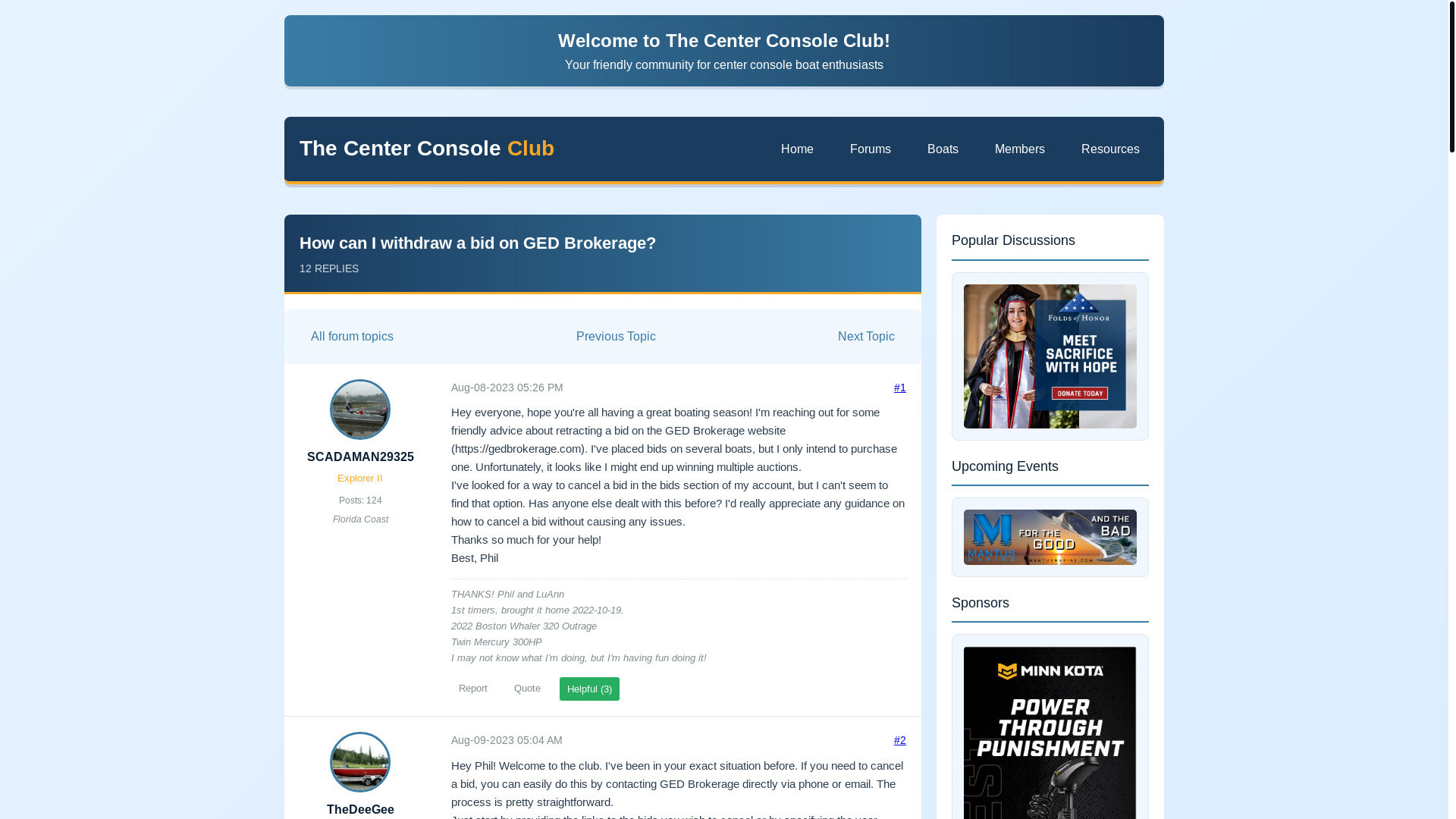 website screenshot of https://the-centerconsoleclub.com/