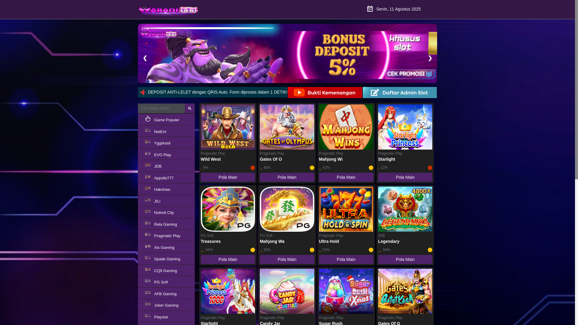 website screenshot of https://abadi777rtp2.store/