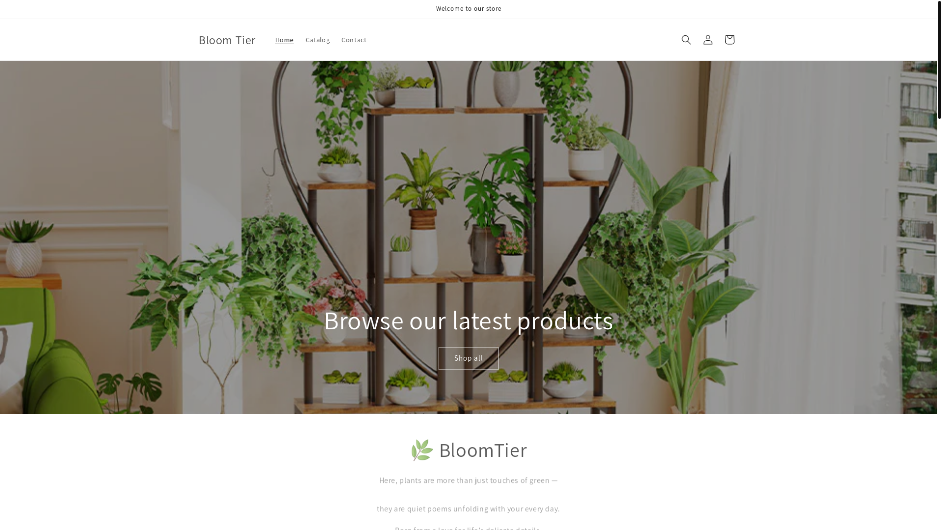 website screenshot of https://bloomtier.shop/