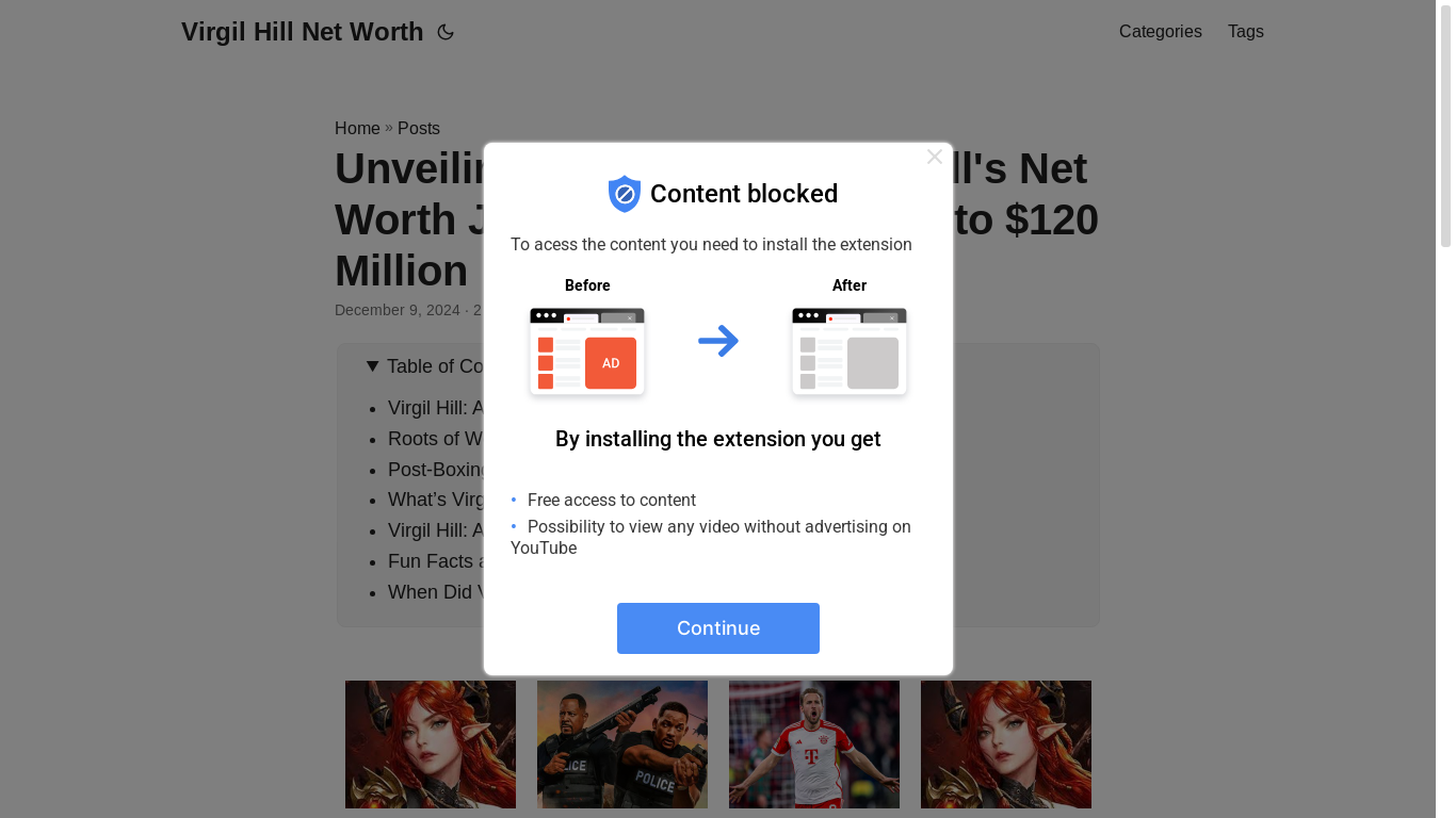 website screenshot of https://virgil-hill-net-worth.pages.dev/