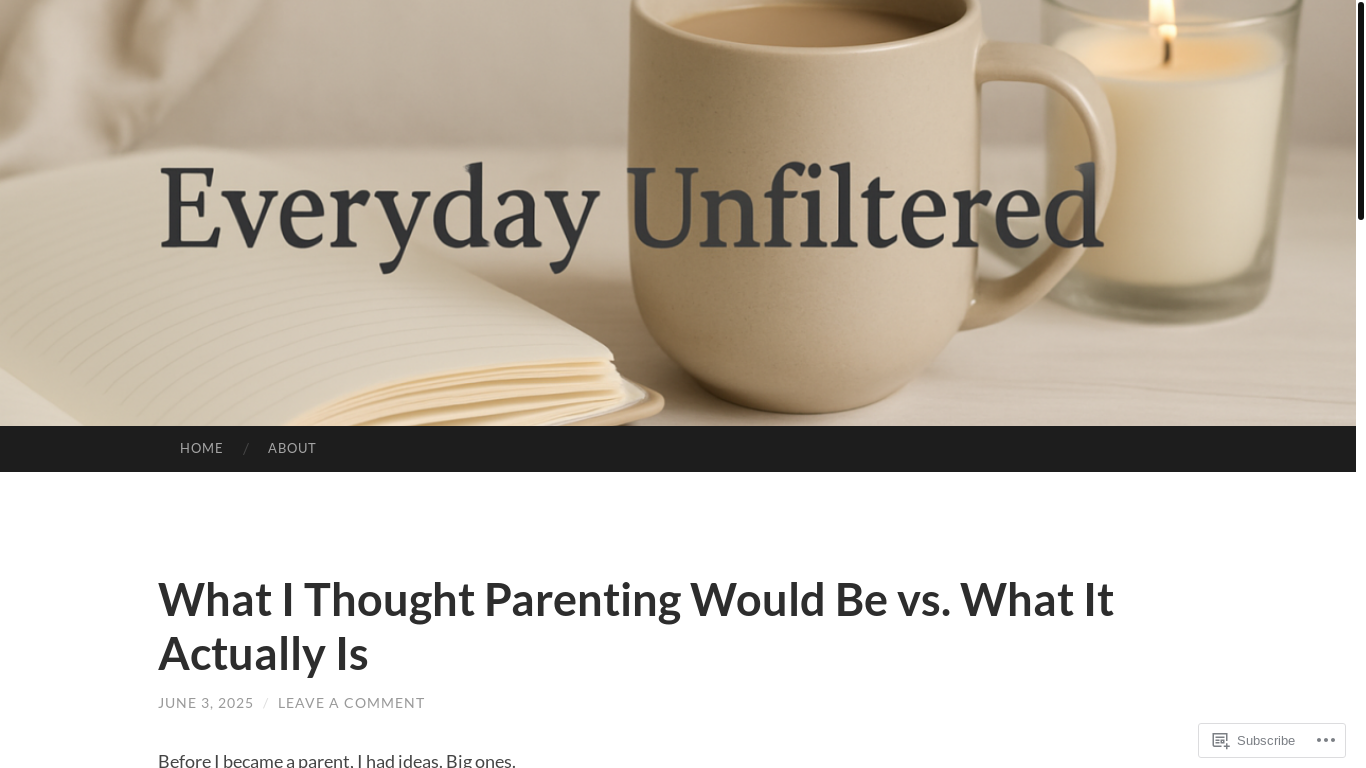 website screenshot of https://everydayunfiltered.blog/
