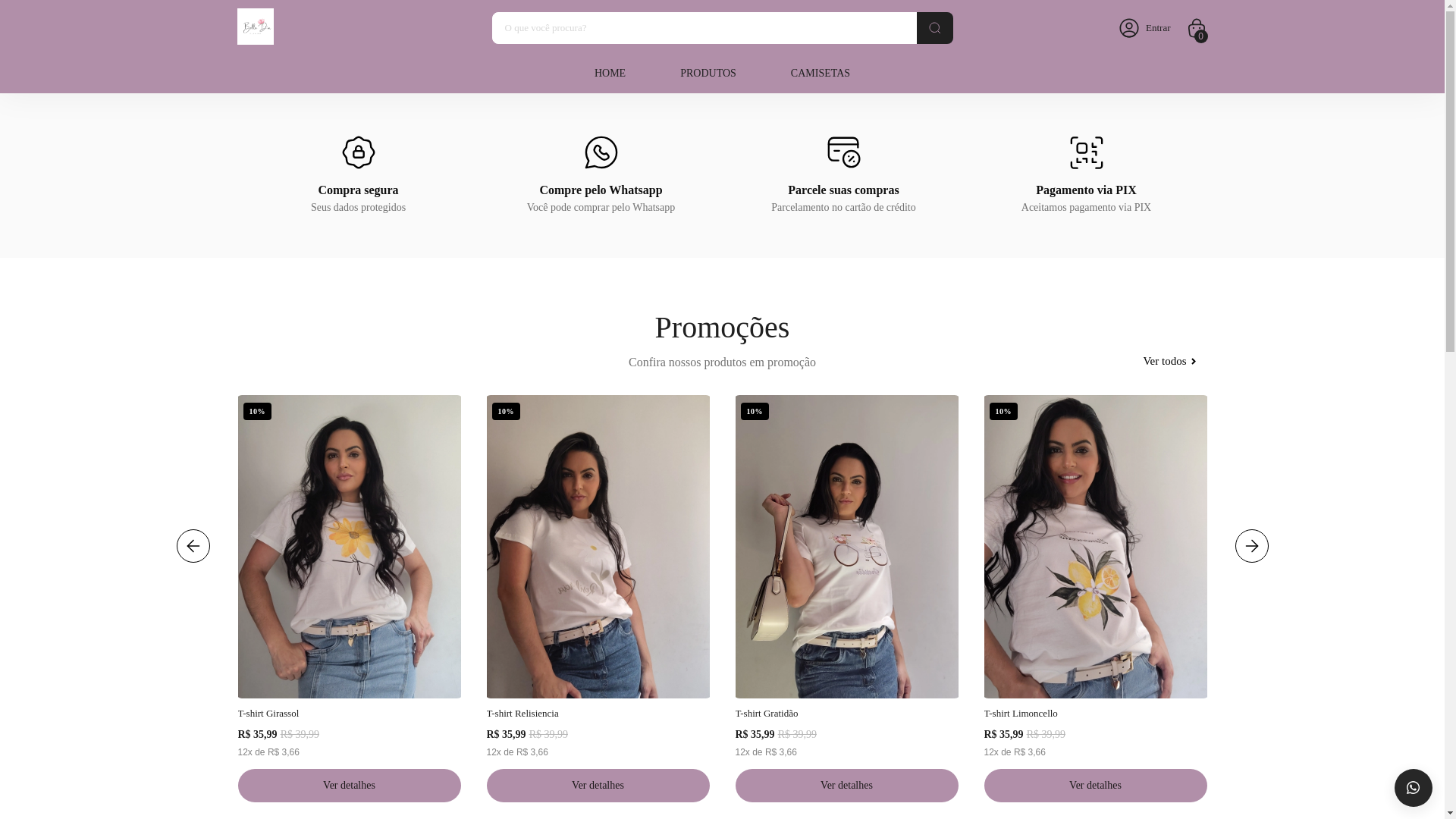 website screenshot of https://belledortshirt.com.br/