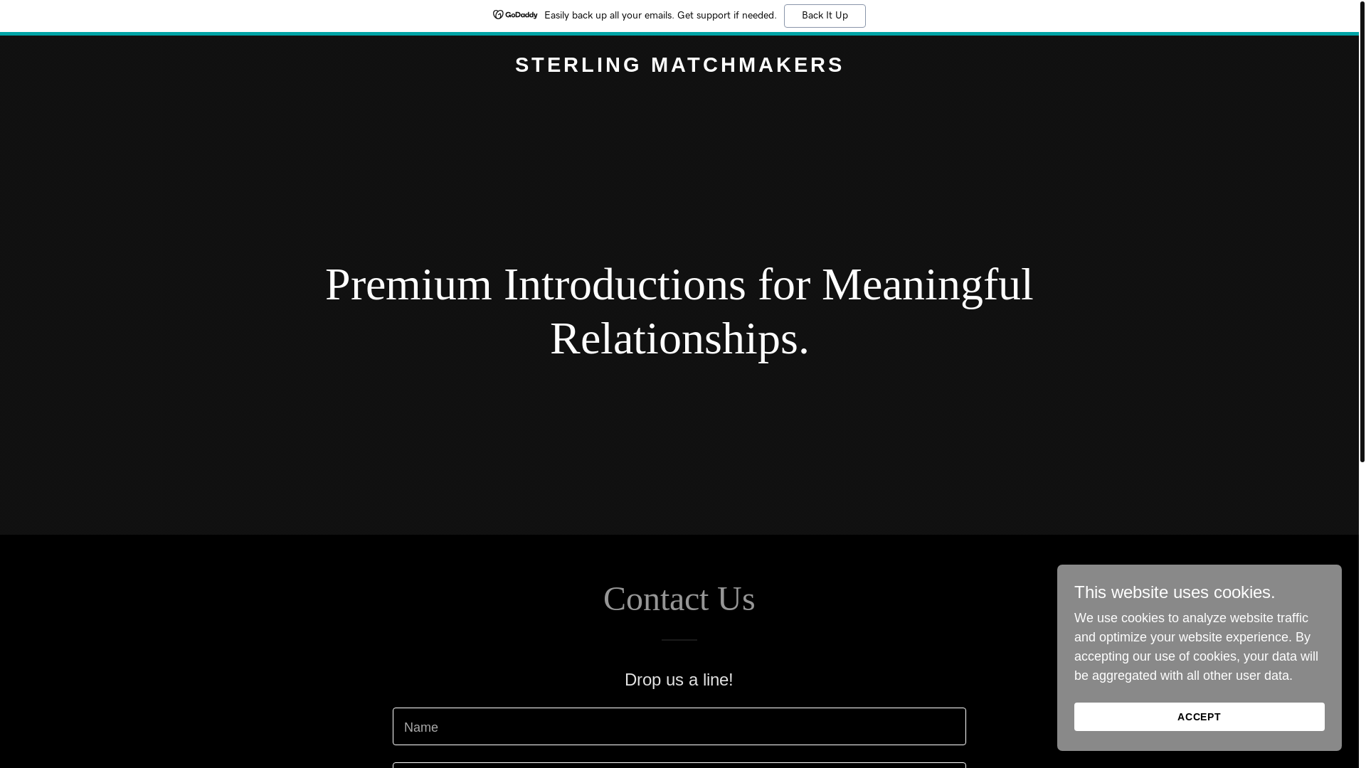 website screenshot of https://sterlingmatchmakers.com/