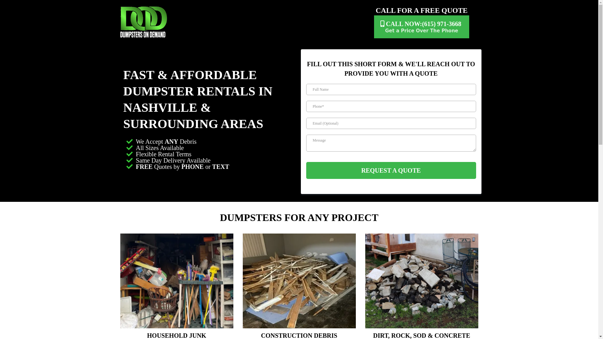 website screenshot of https://dumpsters-on-demand-tn.com/