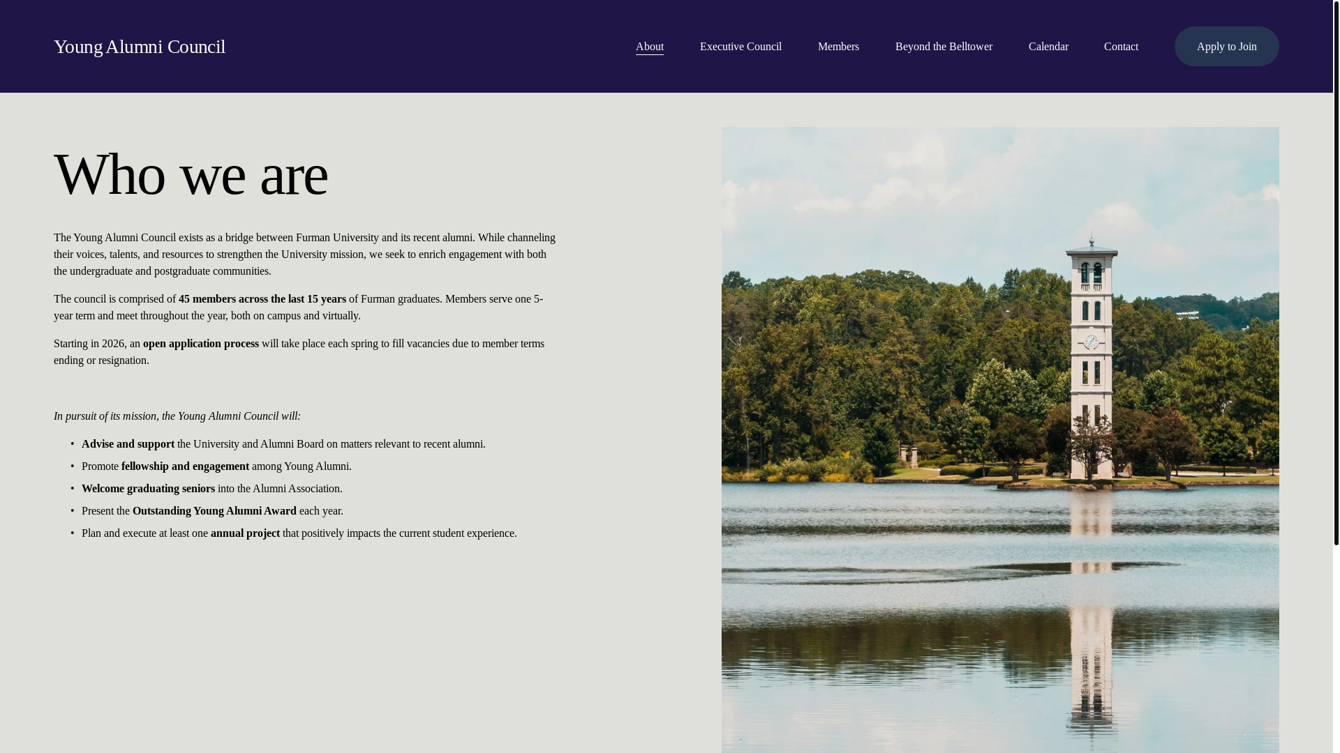 website screenshot of https://furmanyoungalumni.org/