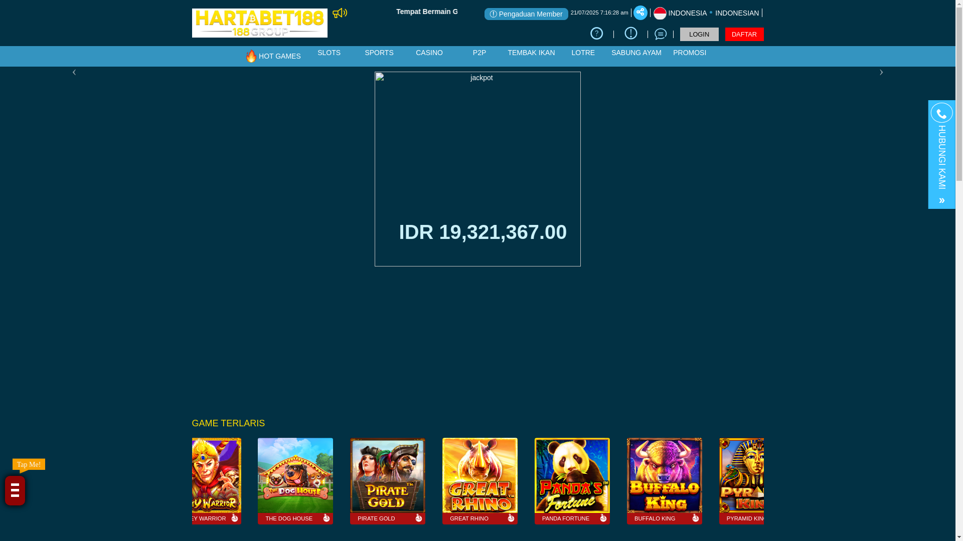 website screenshot of https://hartabet188.com/