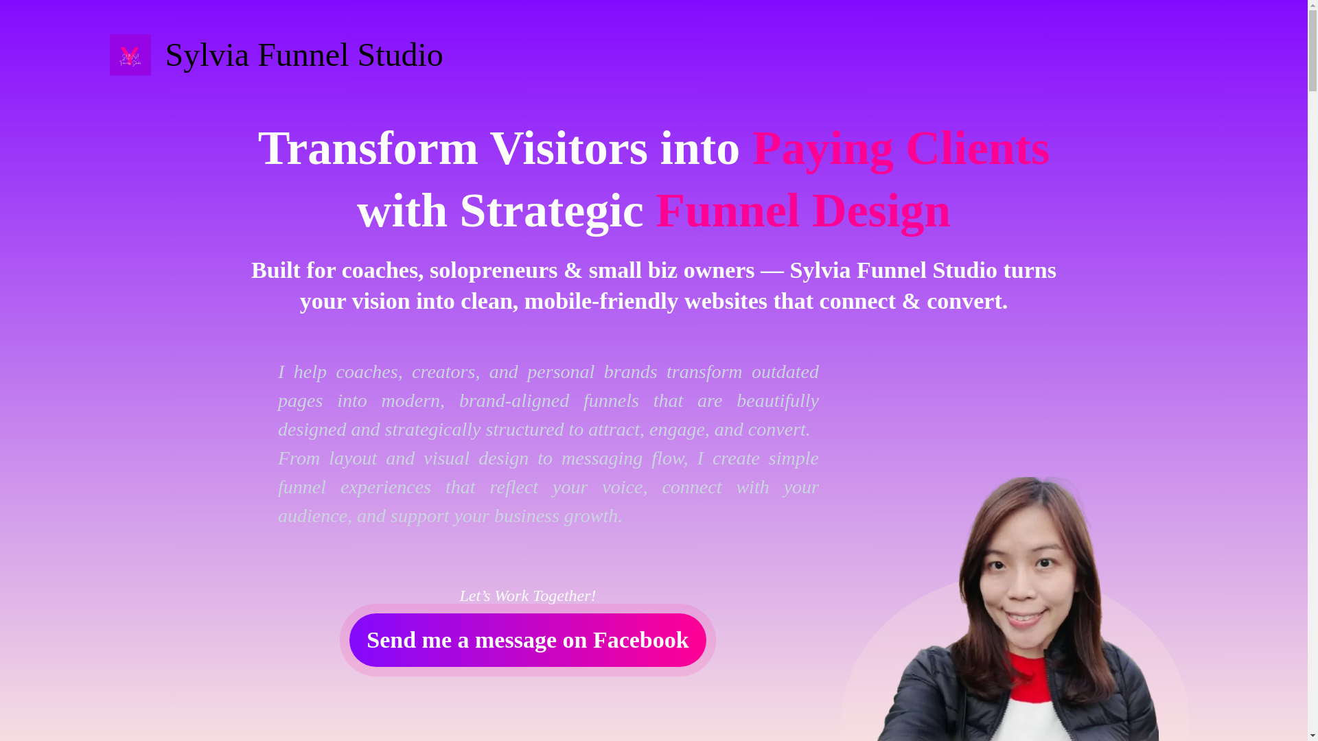 website screenshot of https://sylviafunnelstudio.com/