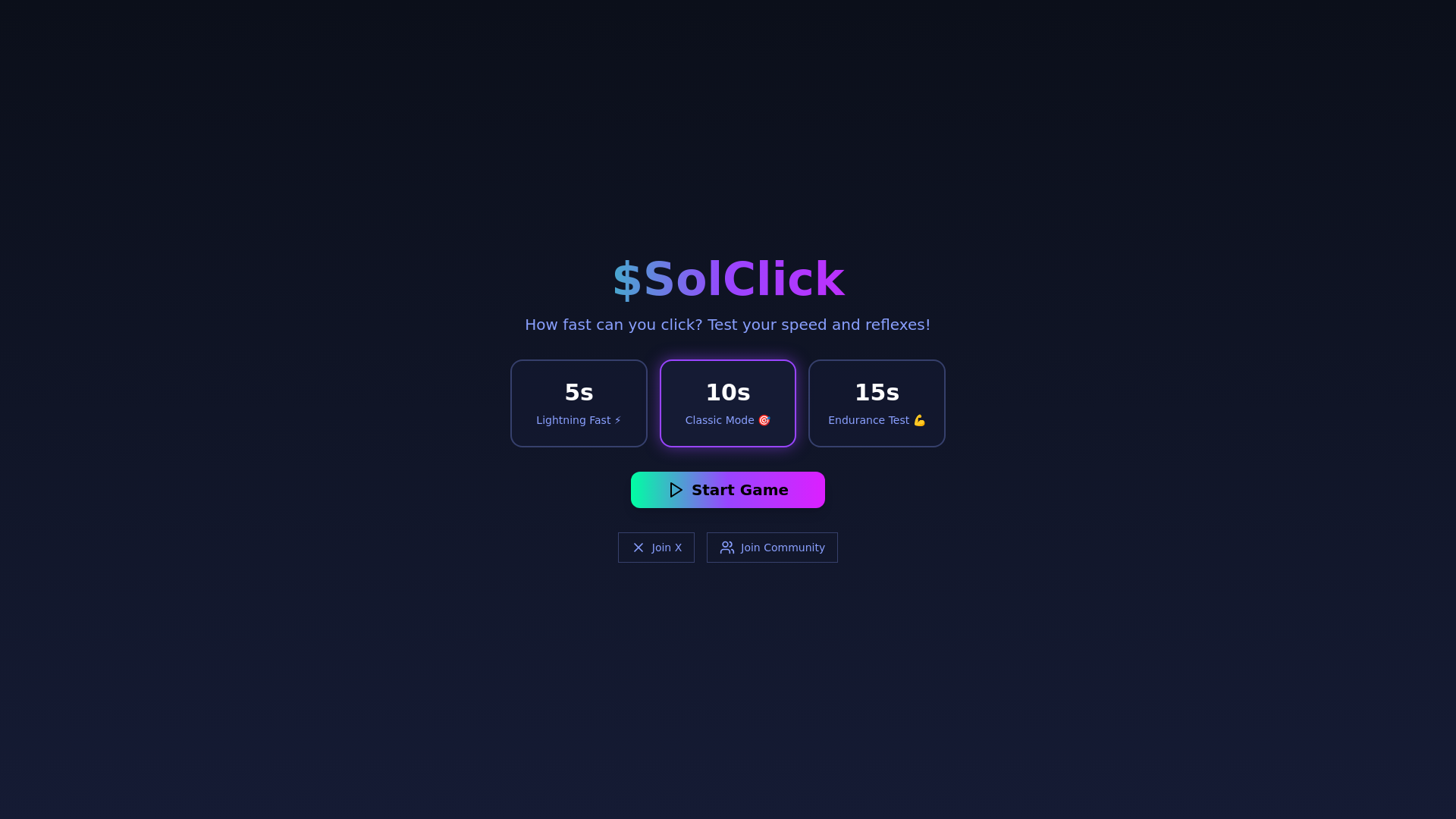 website screenshot of https://solclick.fun/